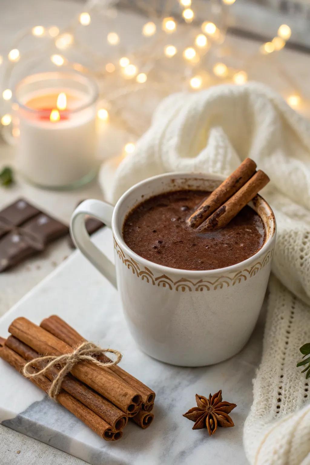 Warm up using a cup of luscious Mexican cacao beverage.