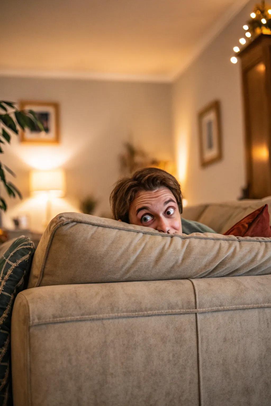 Peek-a-boo posing adding a whimsical and fun element to your snapshots.