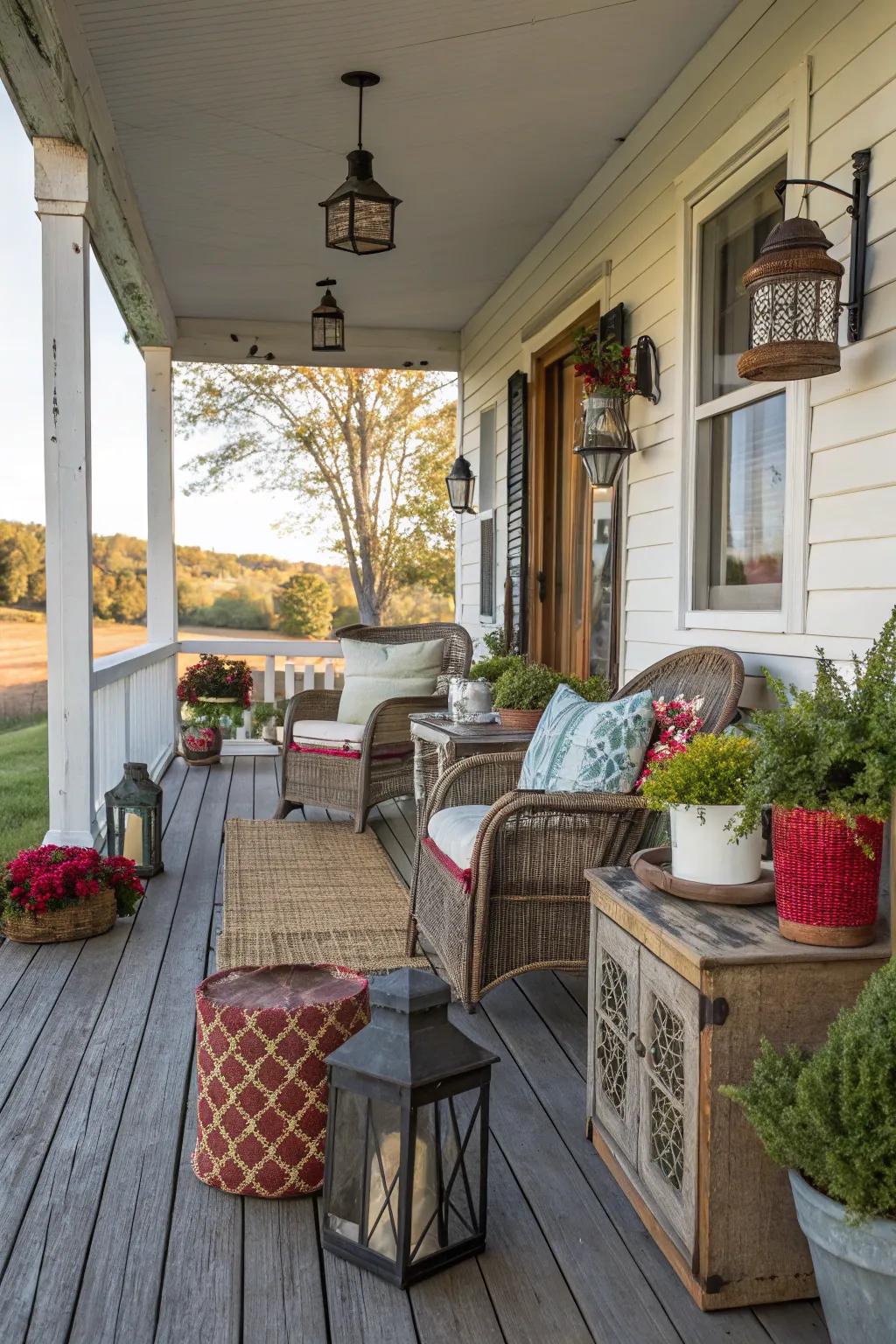 A diverse assemblage of aesthetics renders your porch uniquely yours.