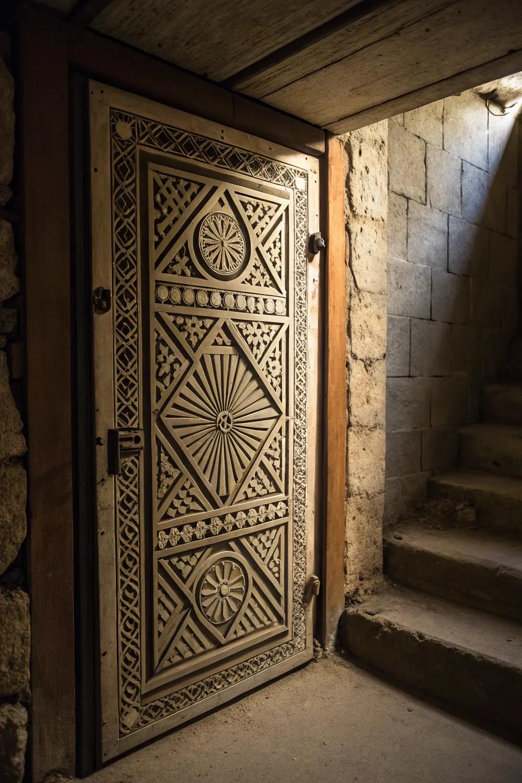 Symmetrical layouts inject modern style into crawl space doors.