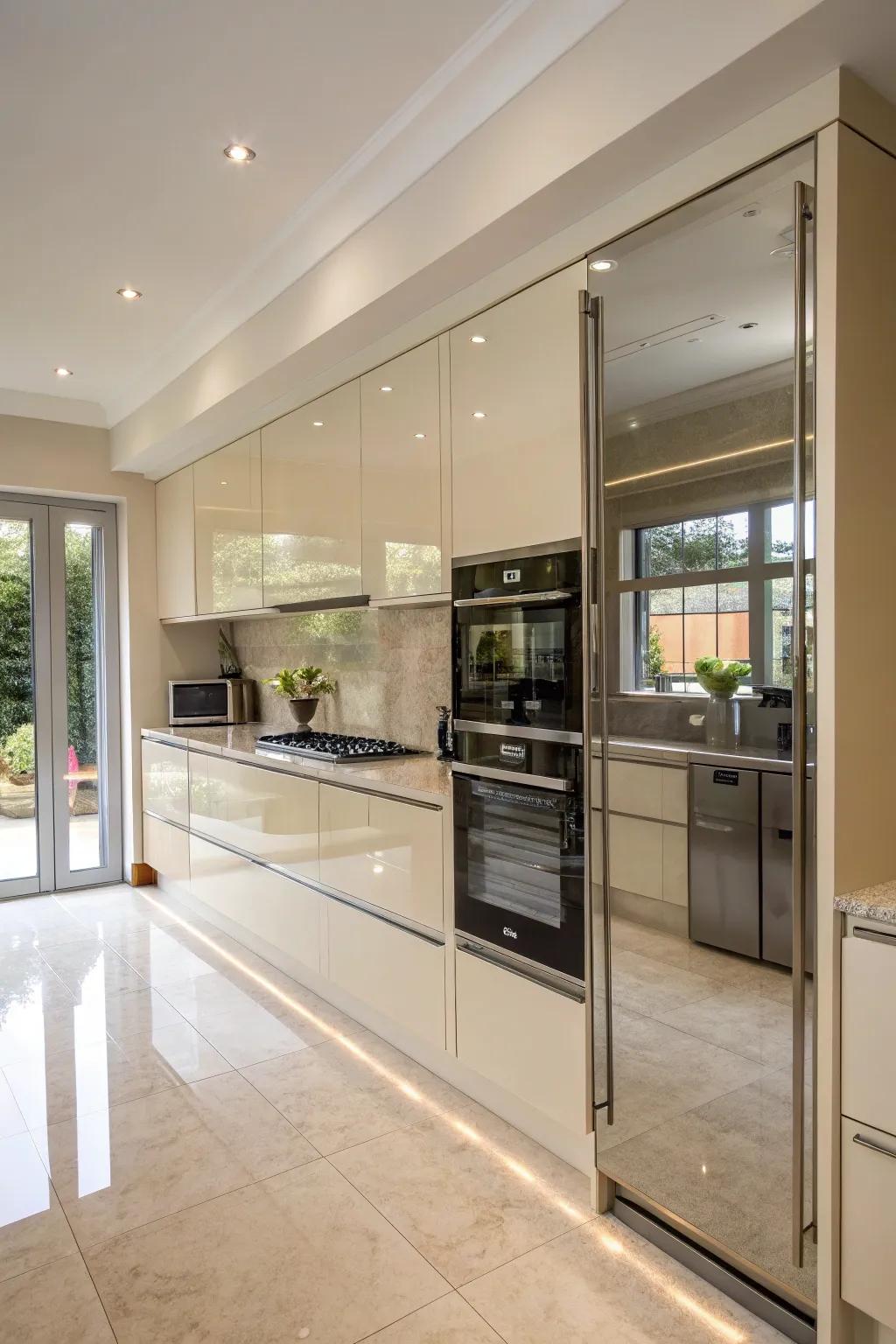 Reflecting facades amplify light and space.