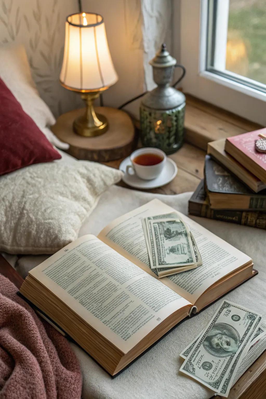 A document using concealed currency treasures for the eager reader.