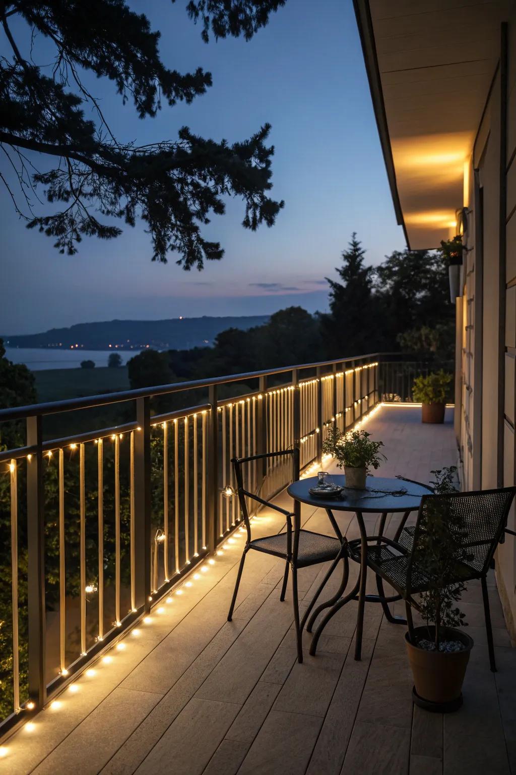 Enhanced evening setting through integrated lighting.