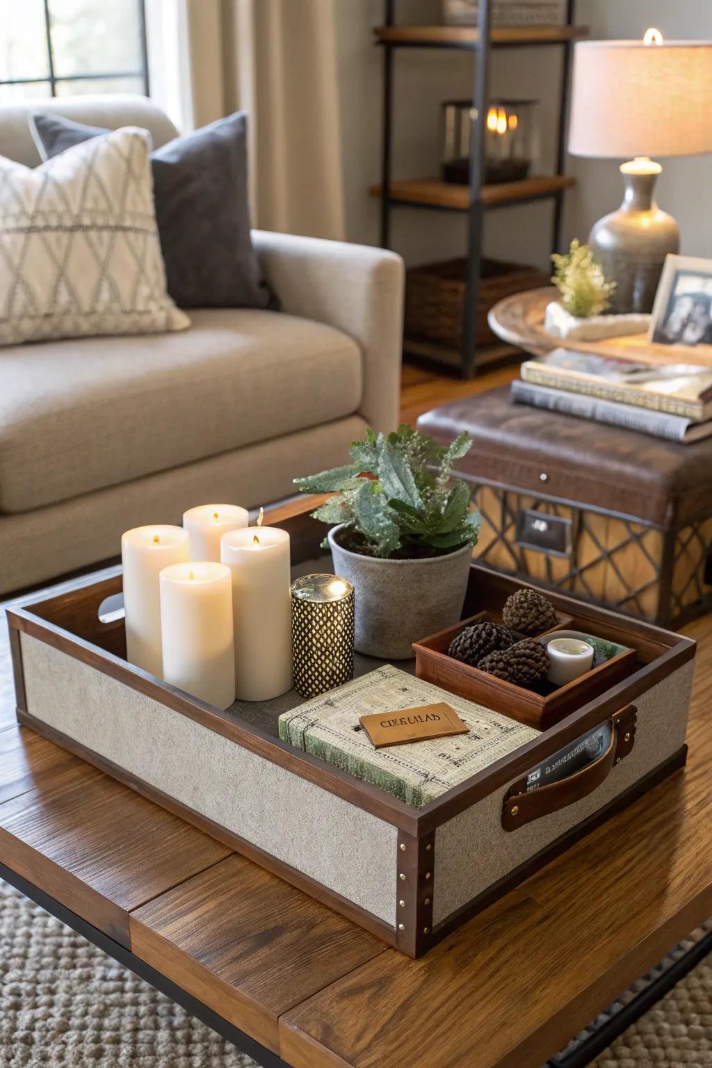 Practical art with useful yet stylish items on a platter.