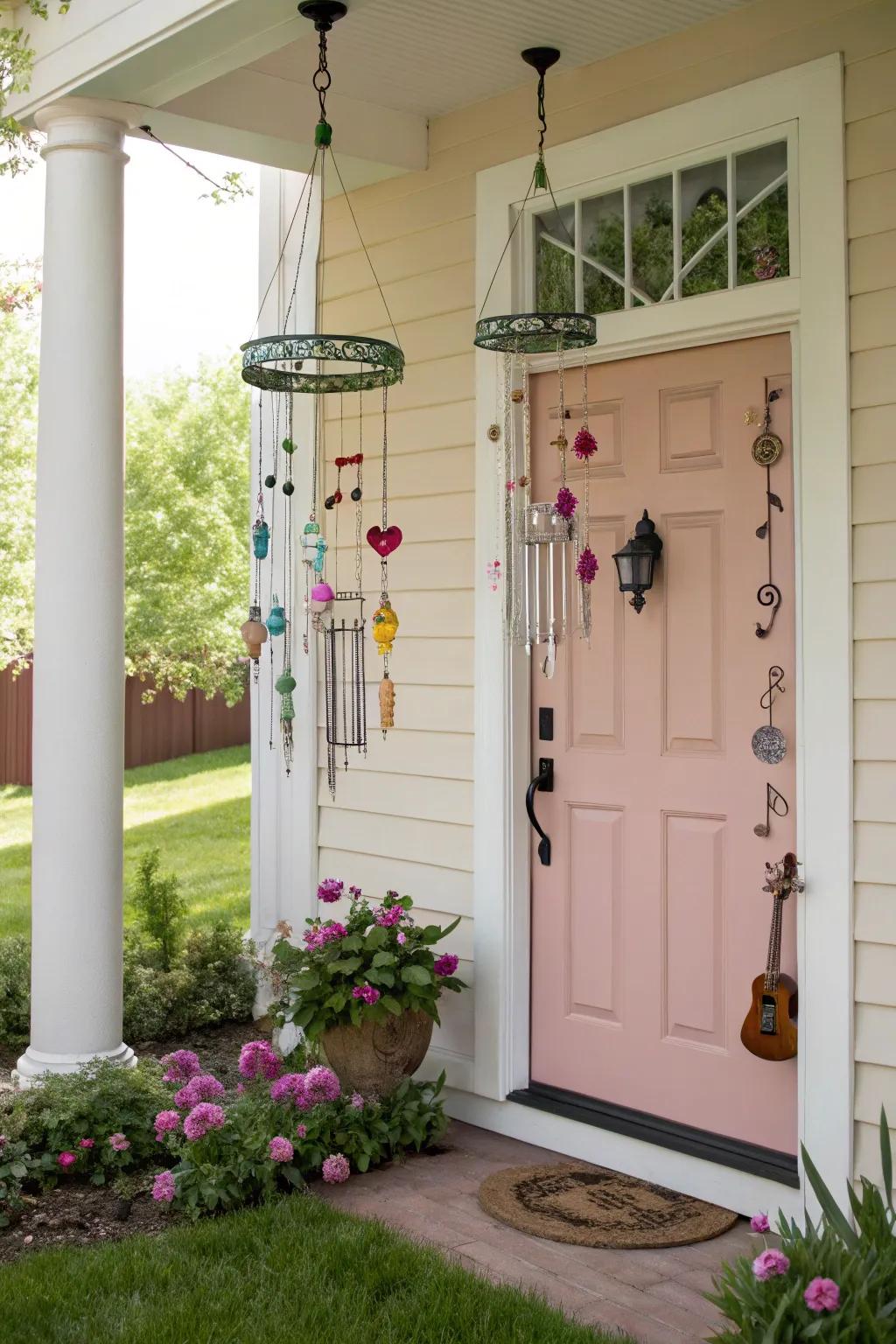 Enchant your entrance with whimsical wind chimes.