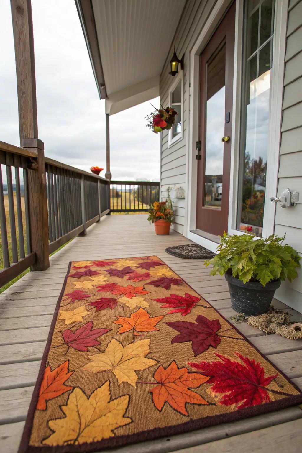 A seasonal ground covering with a welcoming motif greets your visitors warmly.