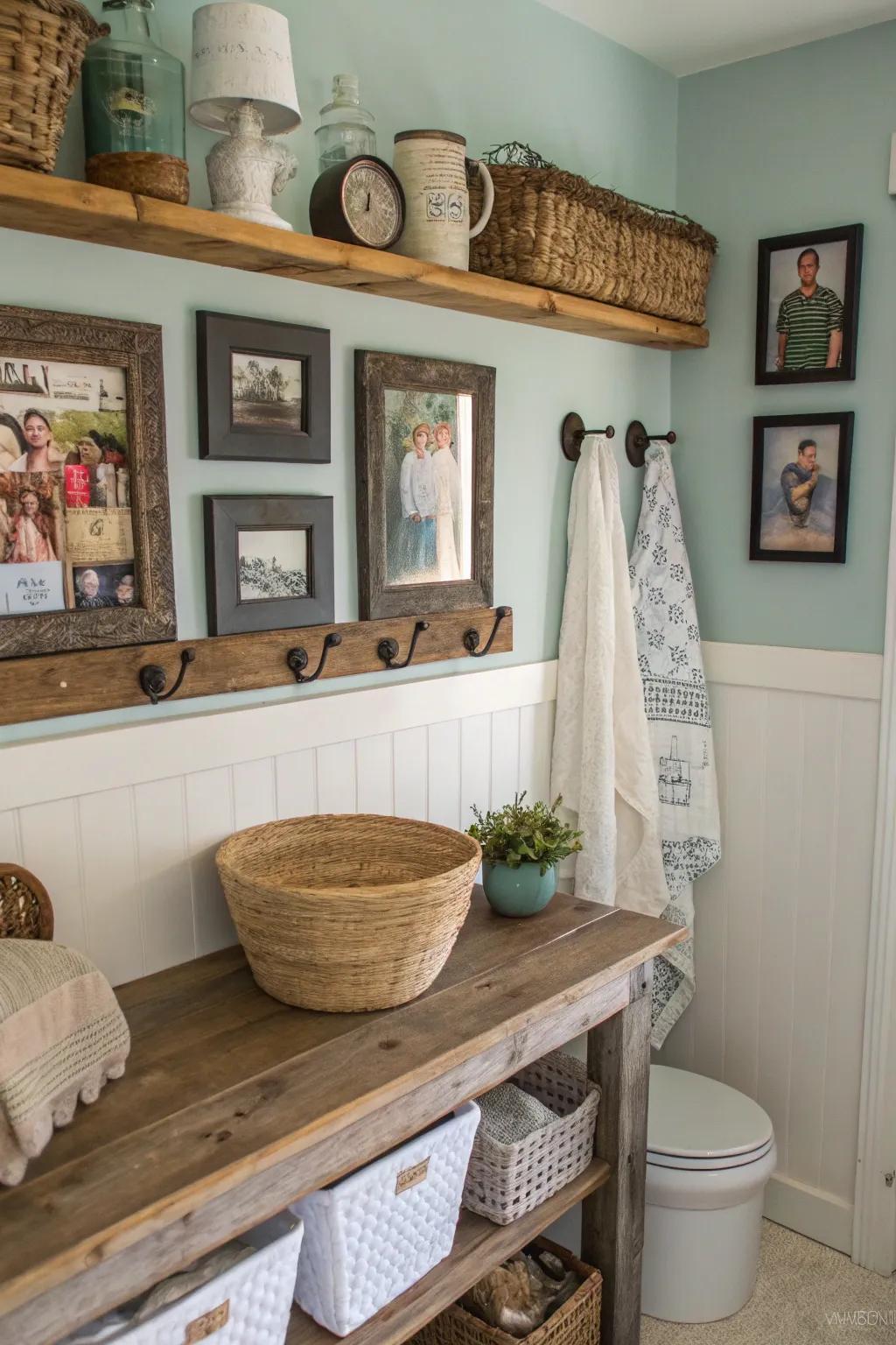 Individual details render the farmhouse bathroom uniquely appealing.