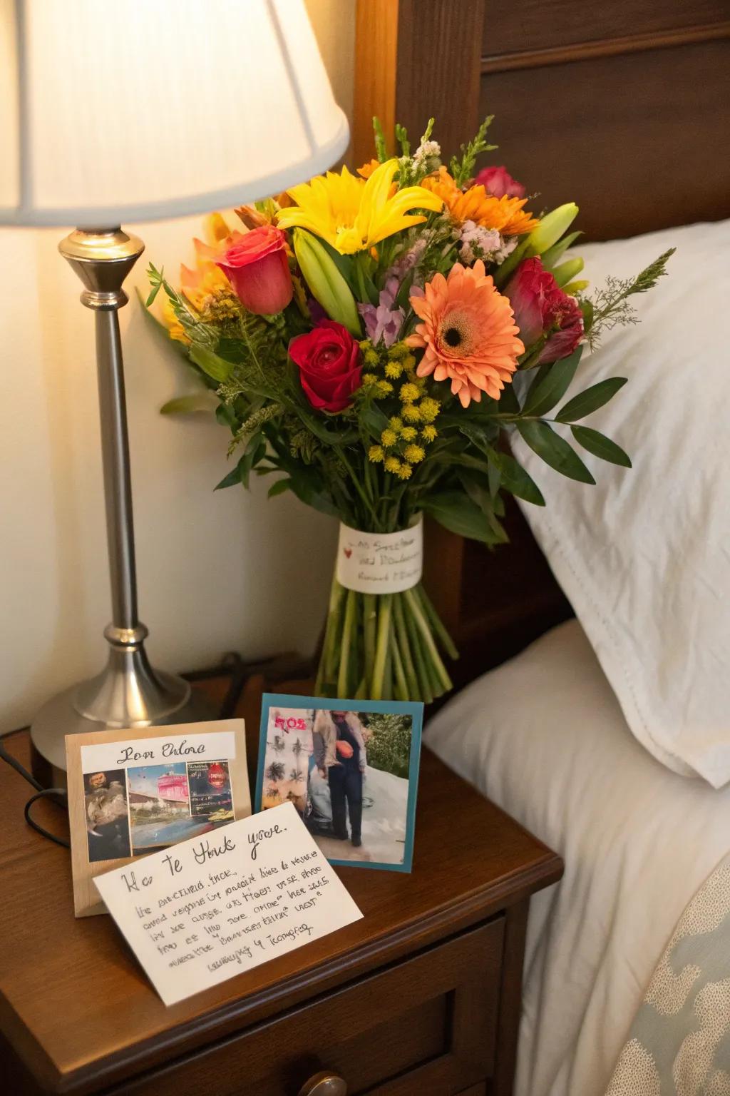 A bunch displaying customized messages designed concerning a heartfelt contribution.