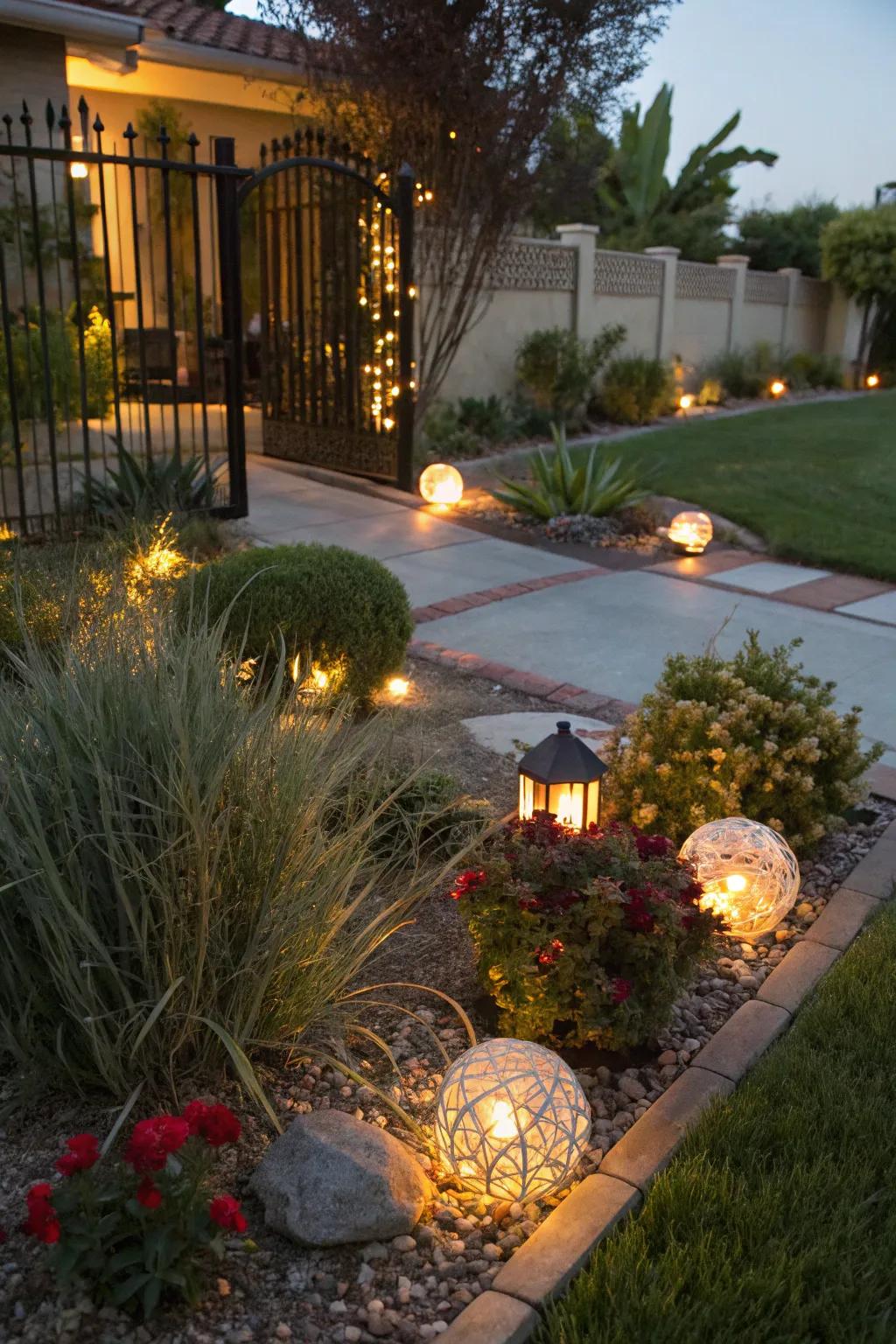 Lighting enhances your garden&rsquo;s beauty at night.