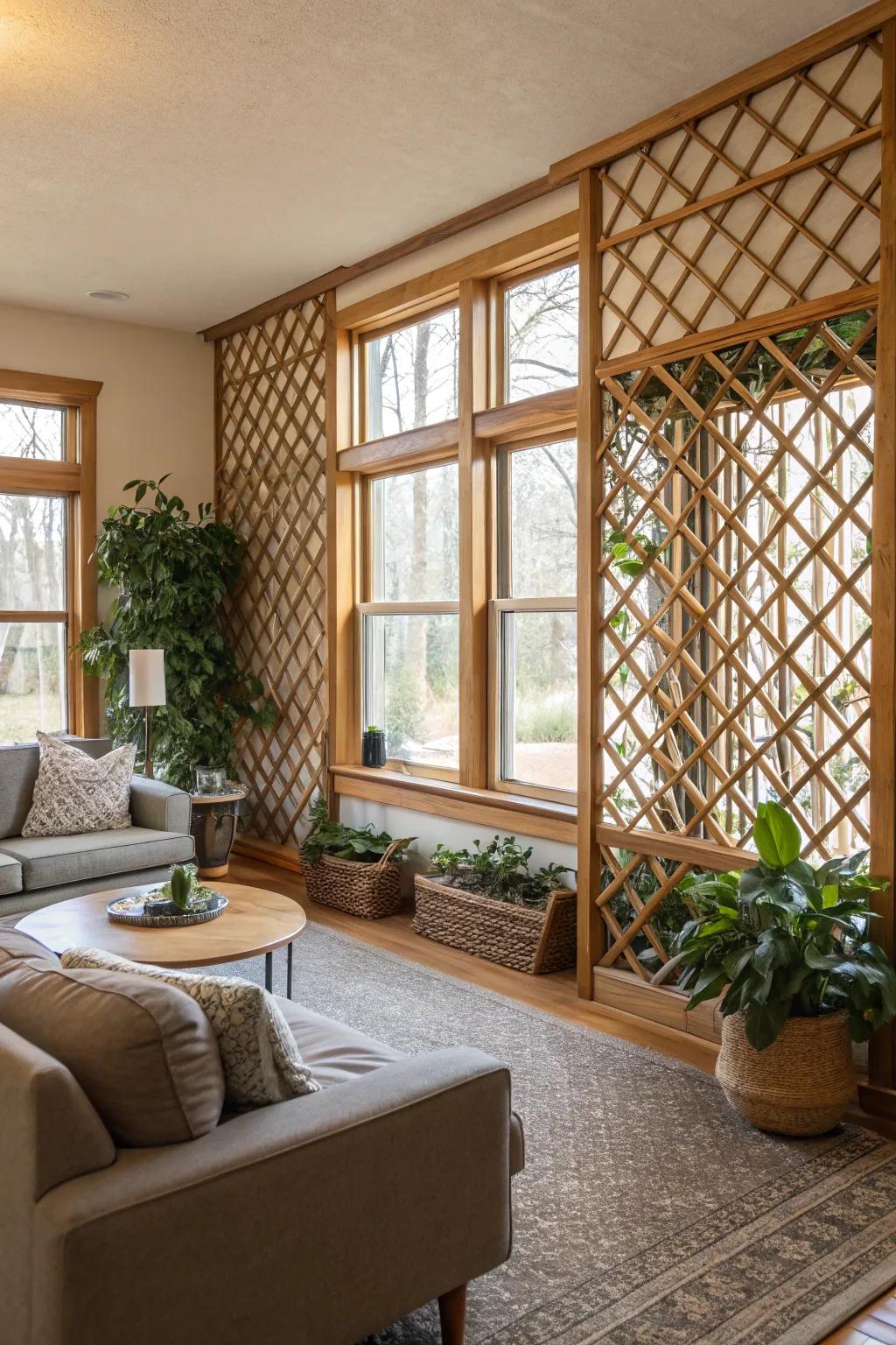 Lattice wall reflecting a dedication to stylish and conscious living.