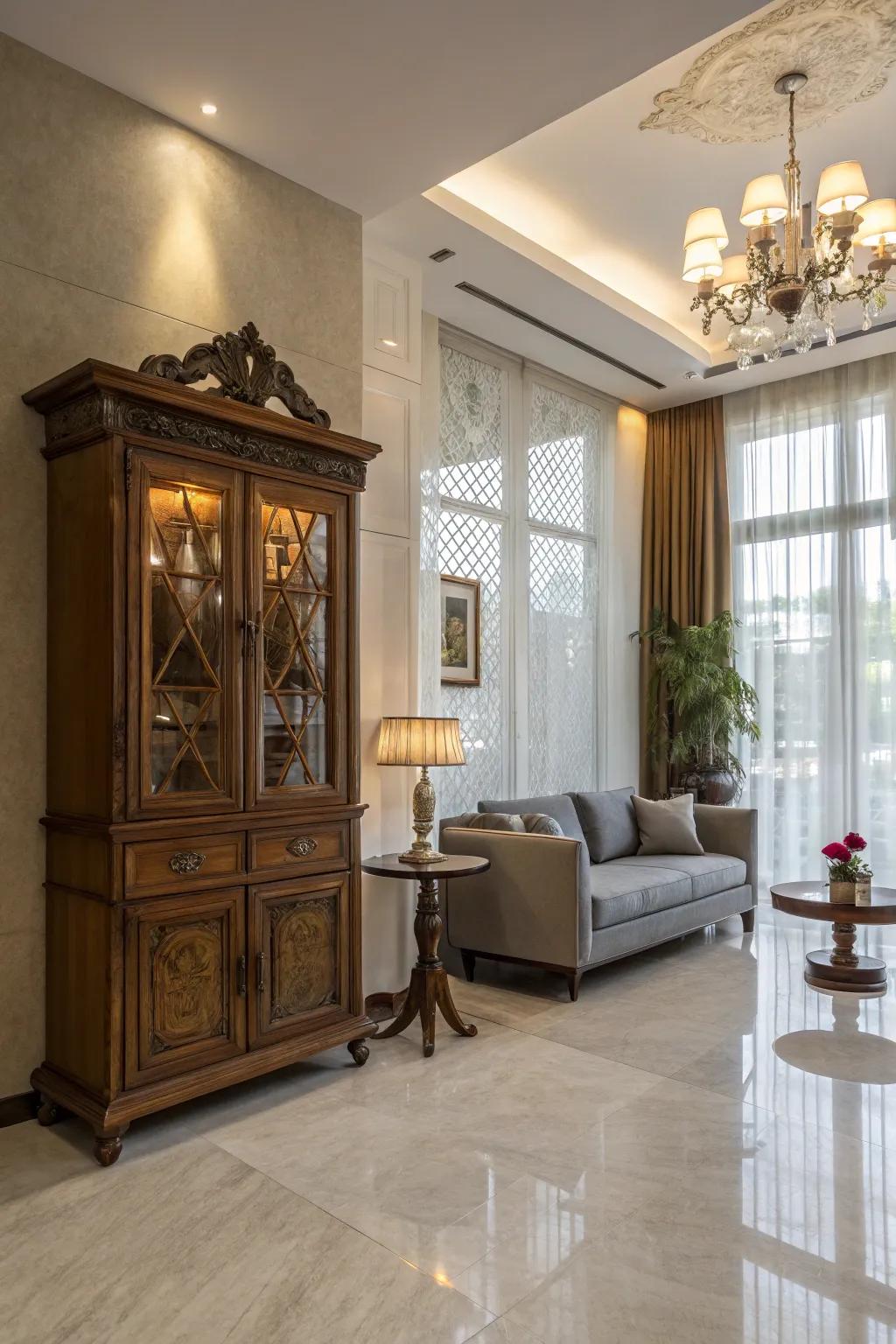 A timeless lobby mixing old and new elements