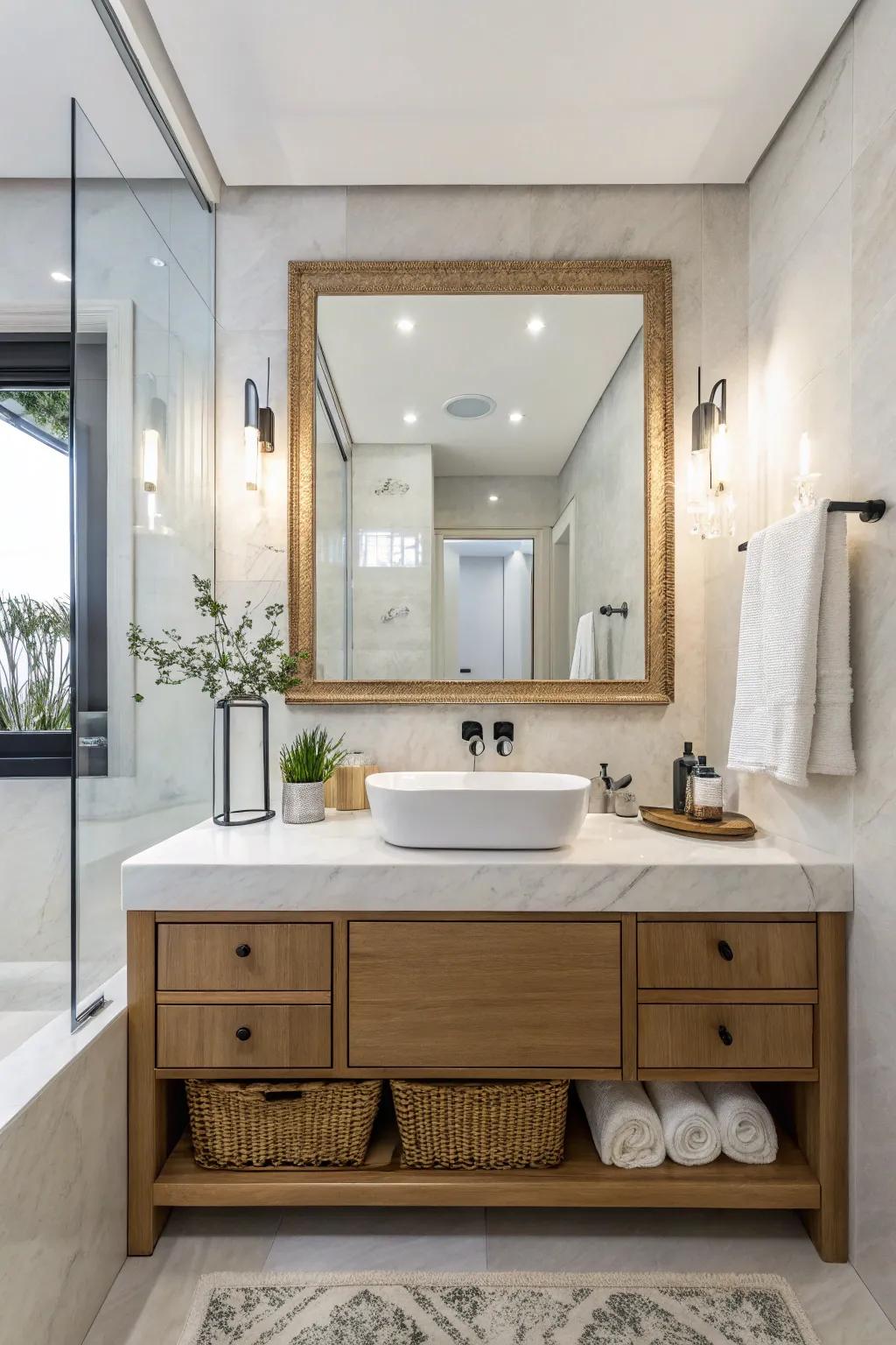 Stylish glasses enhance lavatory aesthetics through flair.