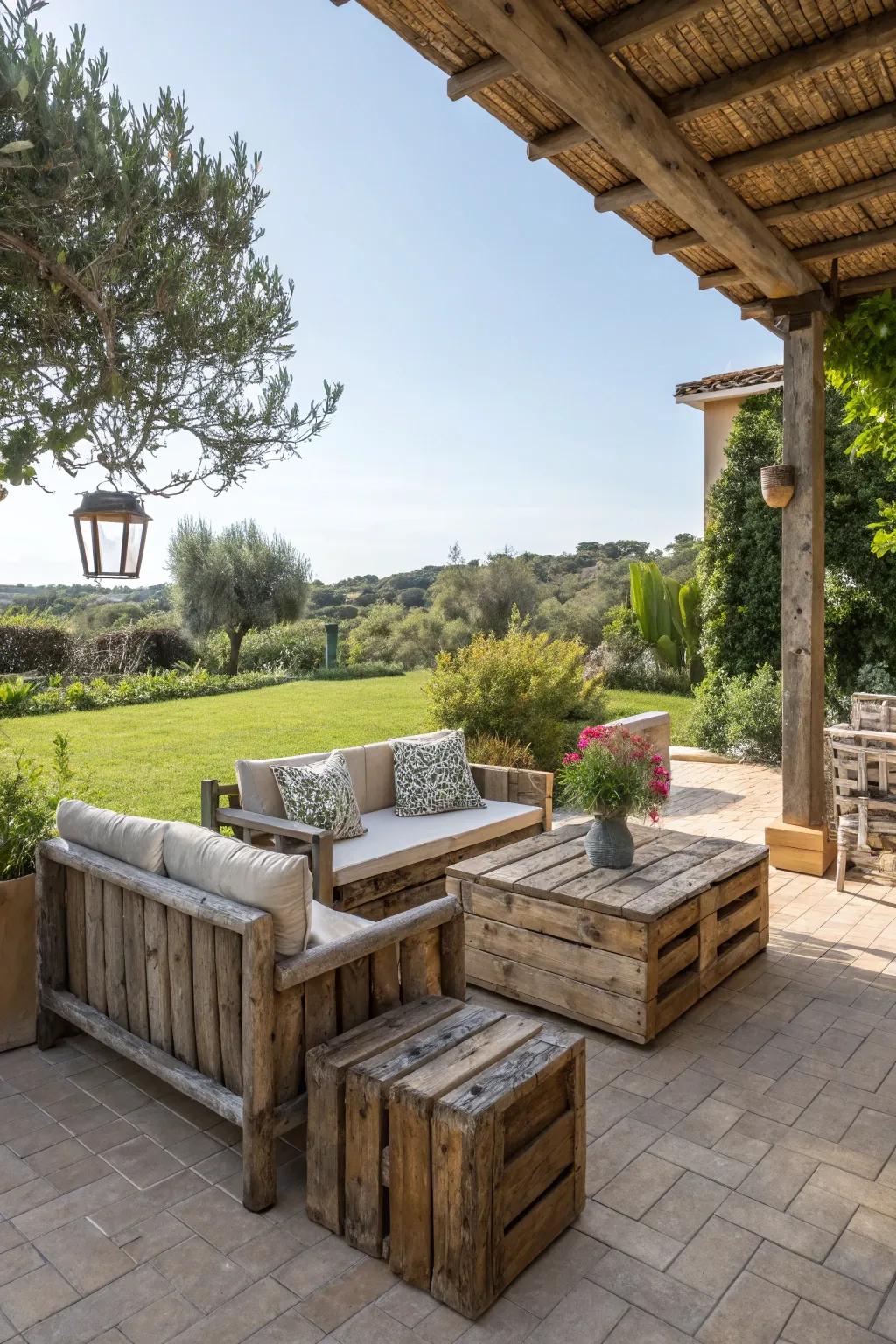 Salvaged planks enrich character and warmth.