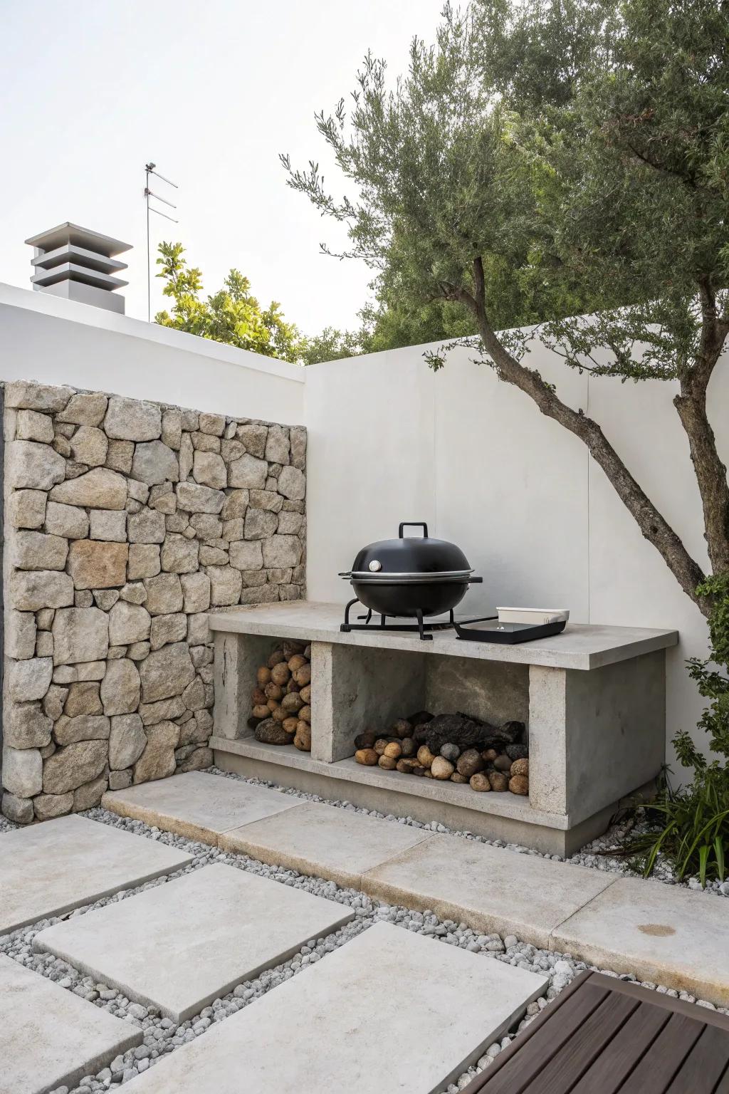 A minimalist BBQ setup delivers sophistication and simplicity to your outdoor space.