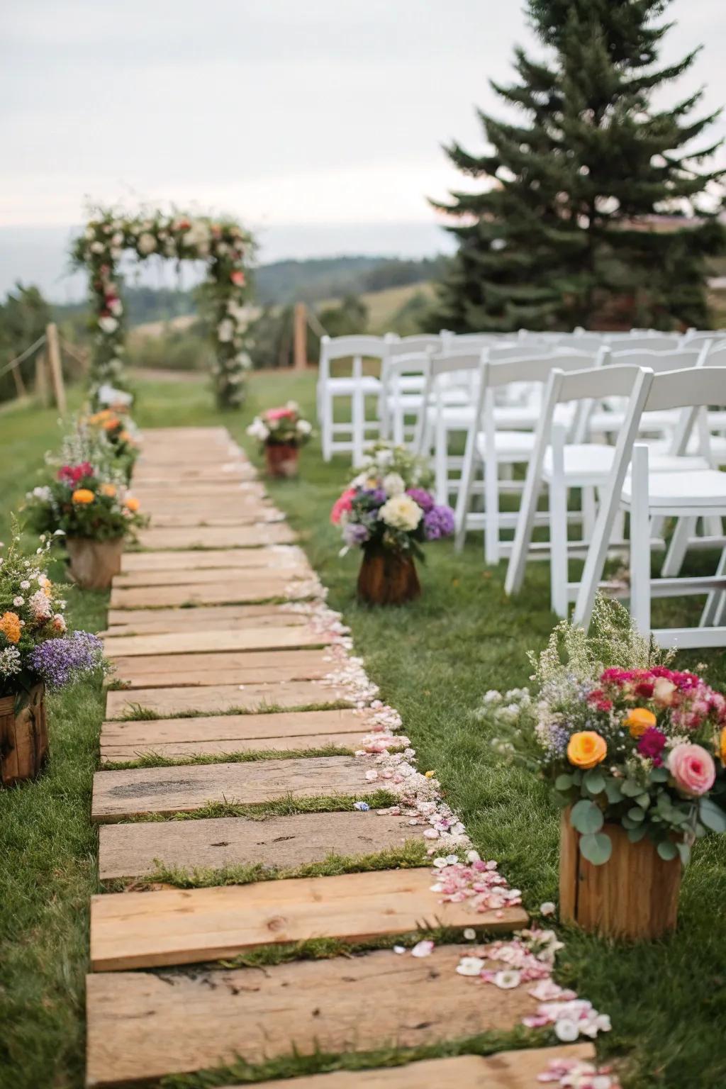 Enhance countryside charm with timber slabs.