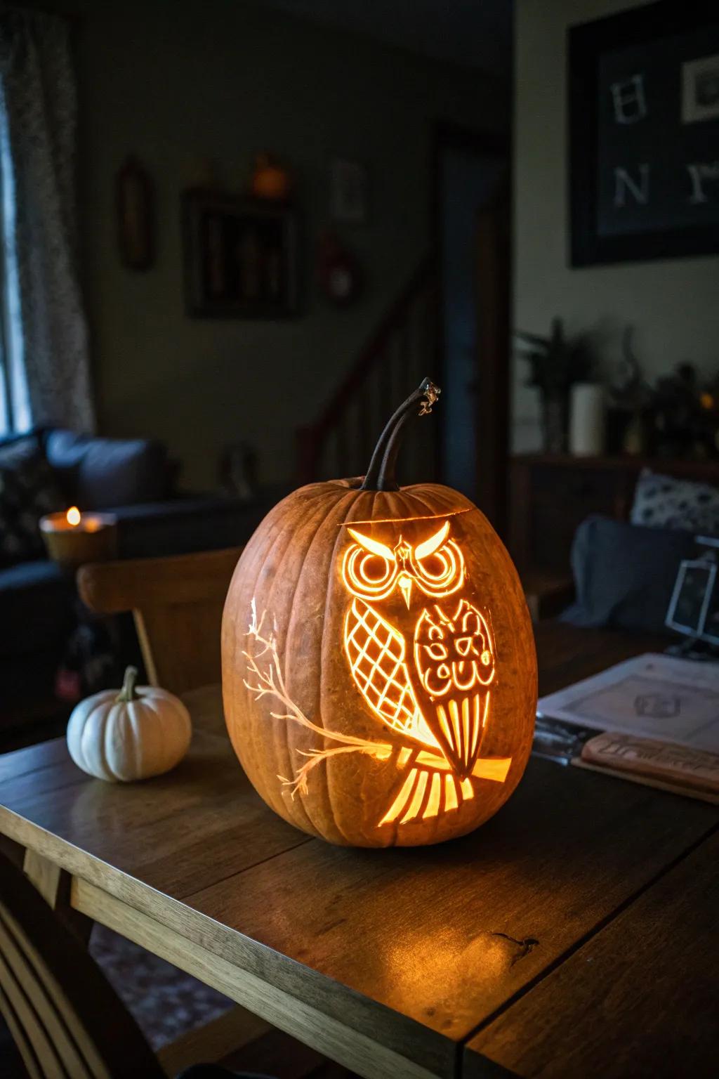 A glow-in-the-dark owl design for a spectacular night-time effect.