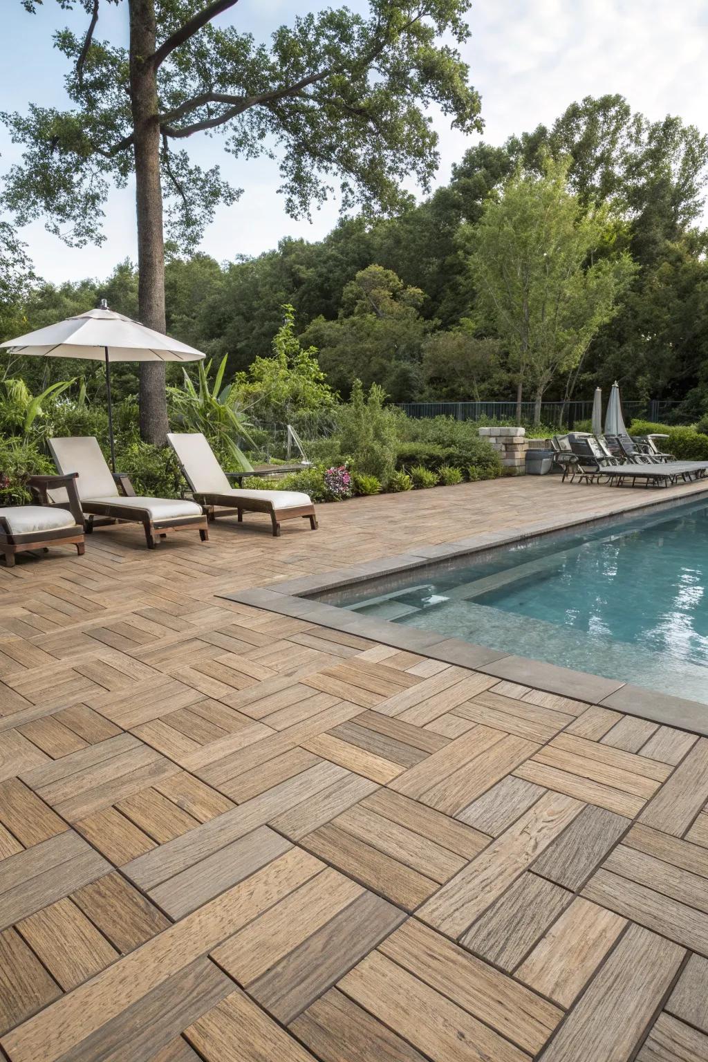 Wood-look pavers beautifully mix warmth and strength.