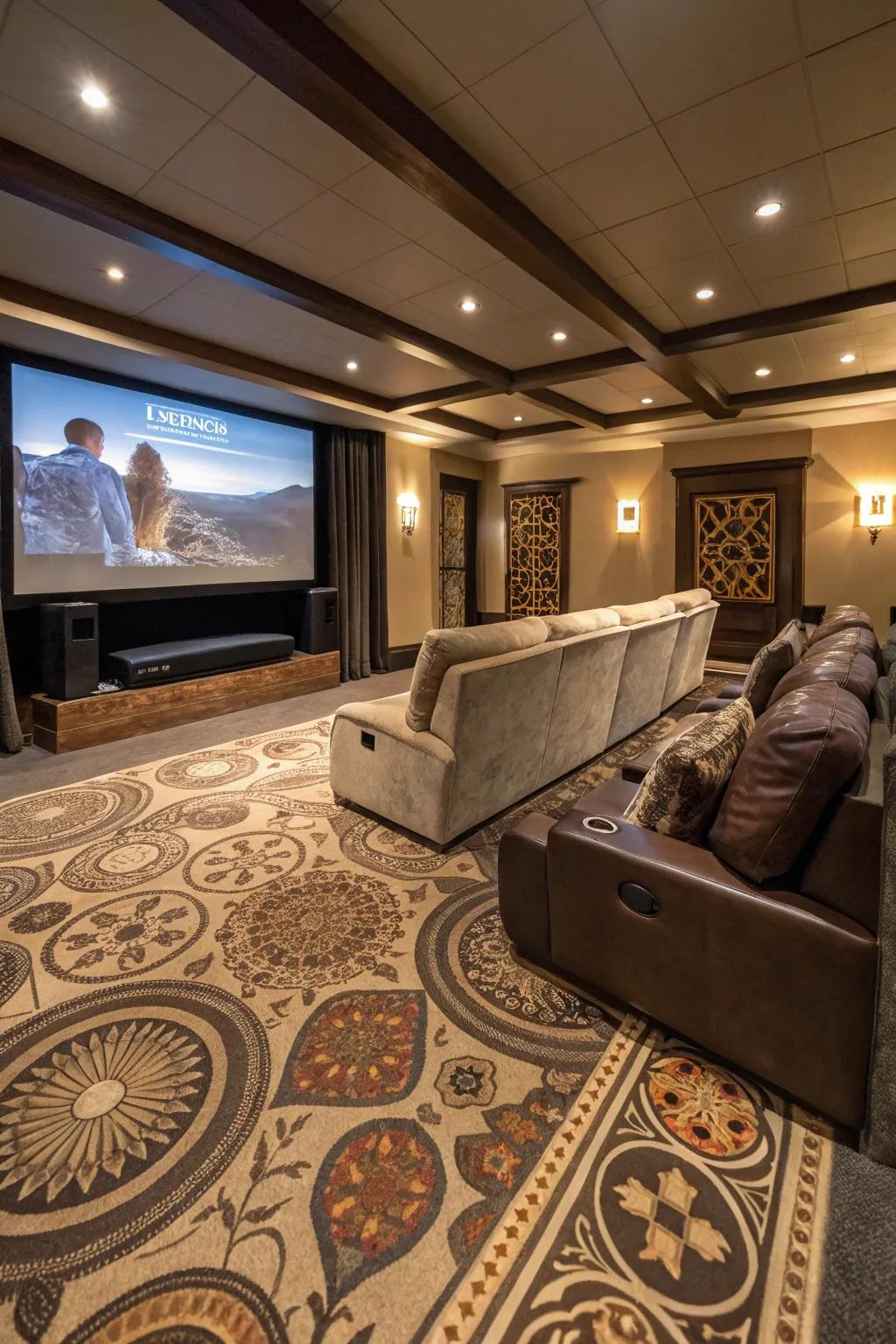 Original flooring patterns make home cinemas feel special.