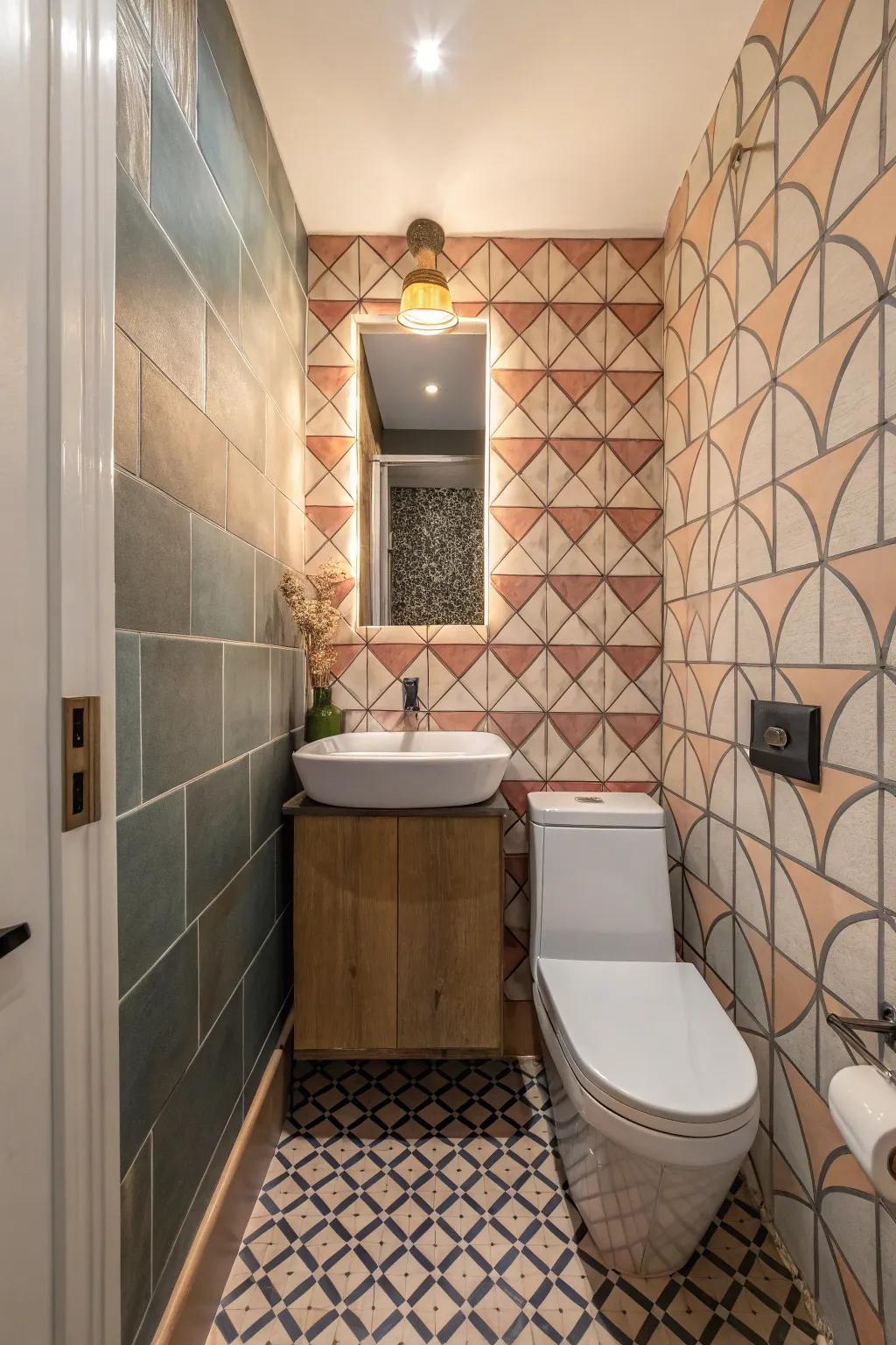 Unexpected elements can add a wow factor to your powder room.