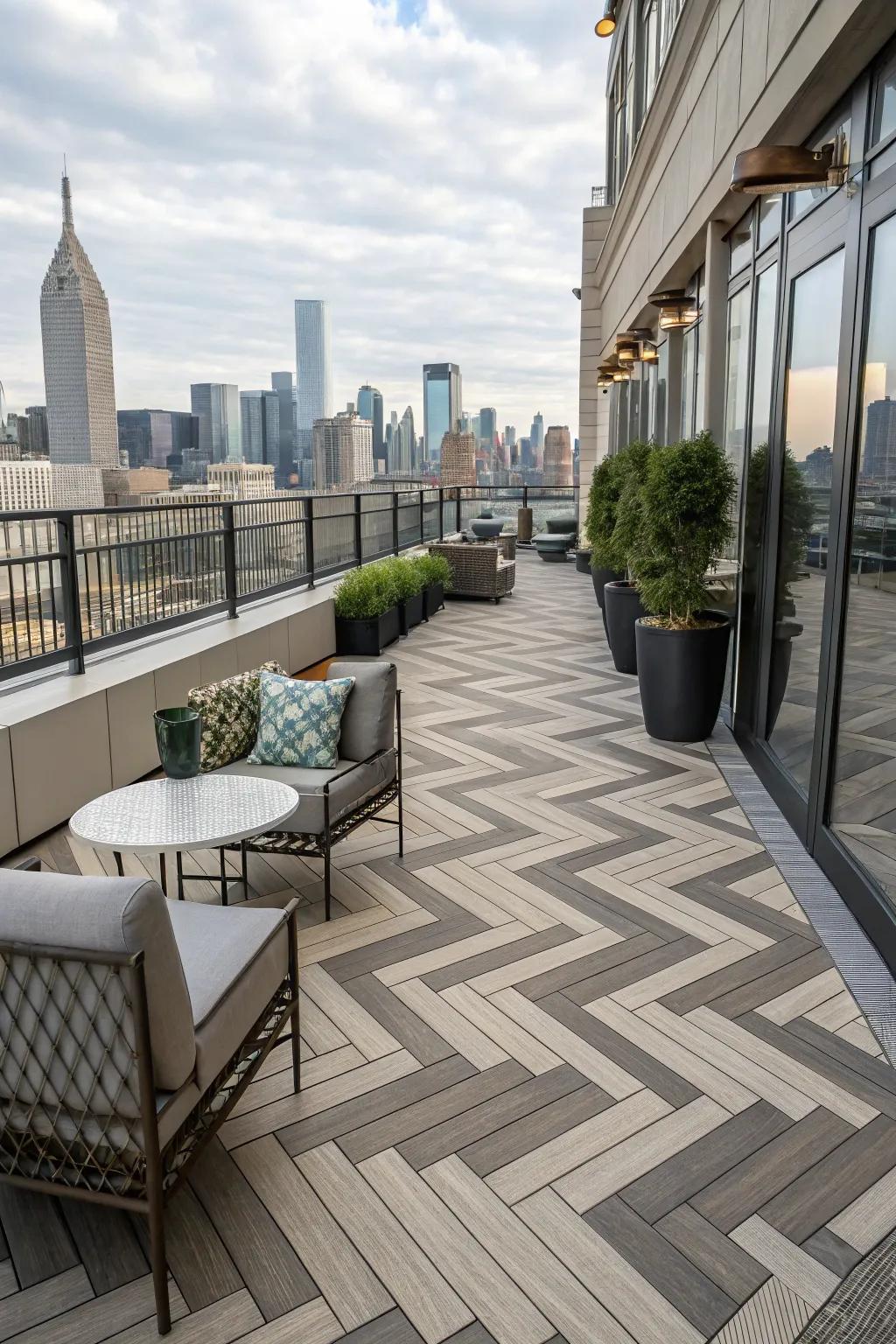 Elevate your terrace through distinctive and fashionable flooring designs.