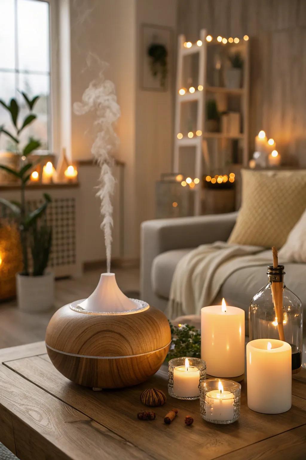 Serene scents elevate the soothing atmosphere of the space.