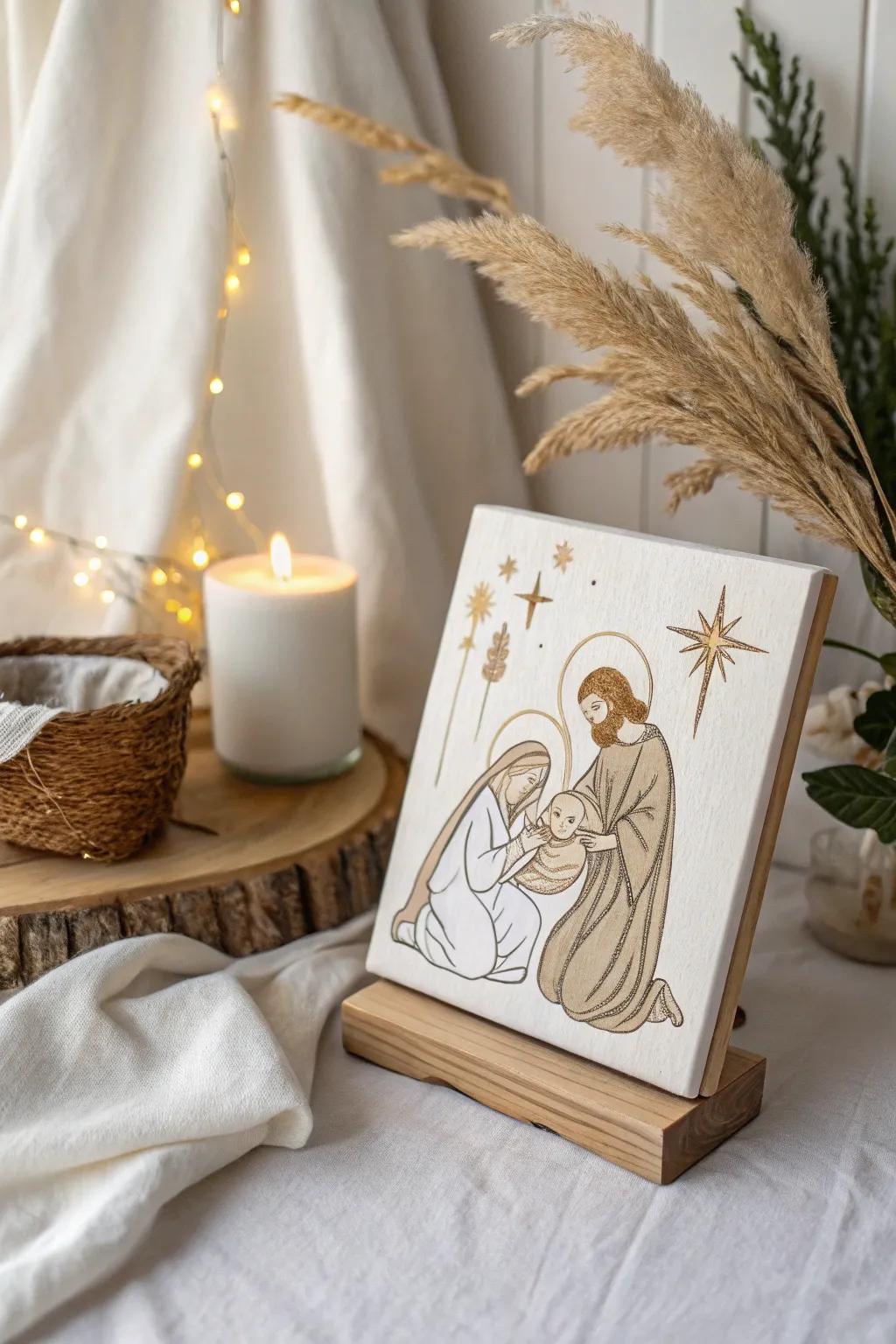 Commemorate the tranquility of the season with a minimalist Nativity display that captures the essence of Christmas simplicity and refinement.