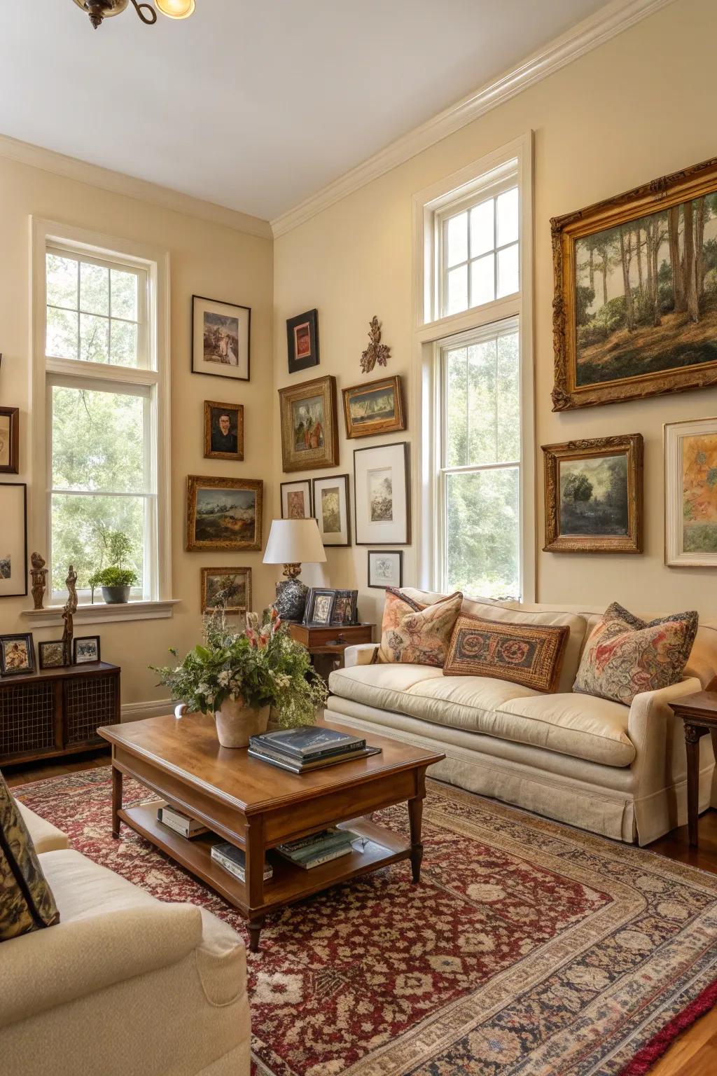Personal artistic creations that inject a unique nuance into a Southern interior.