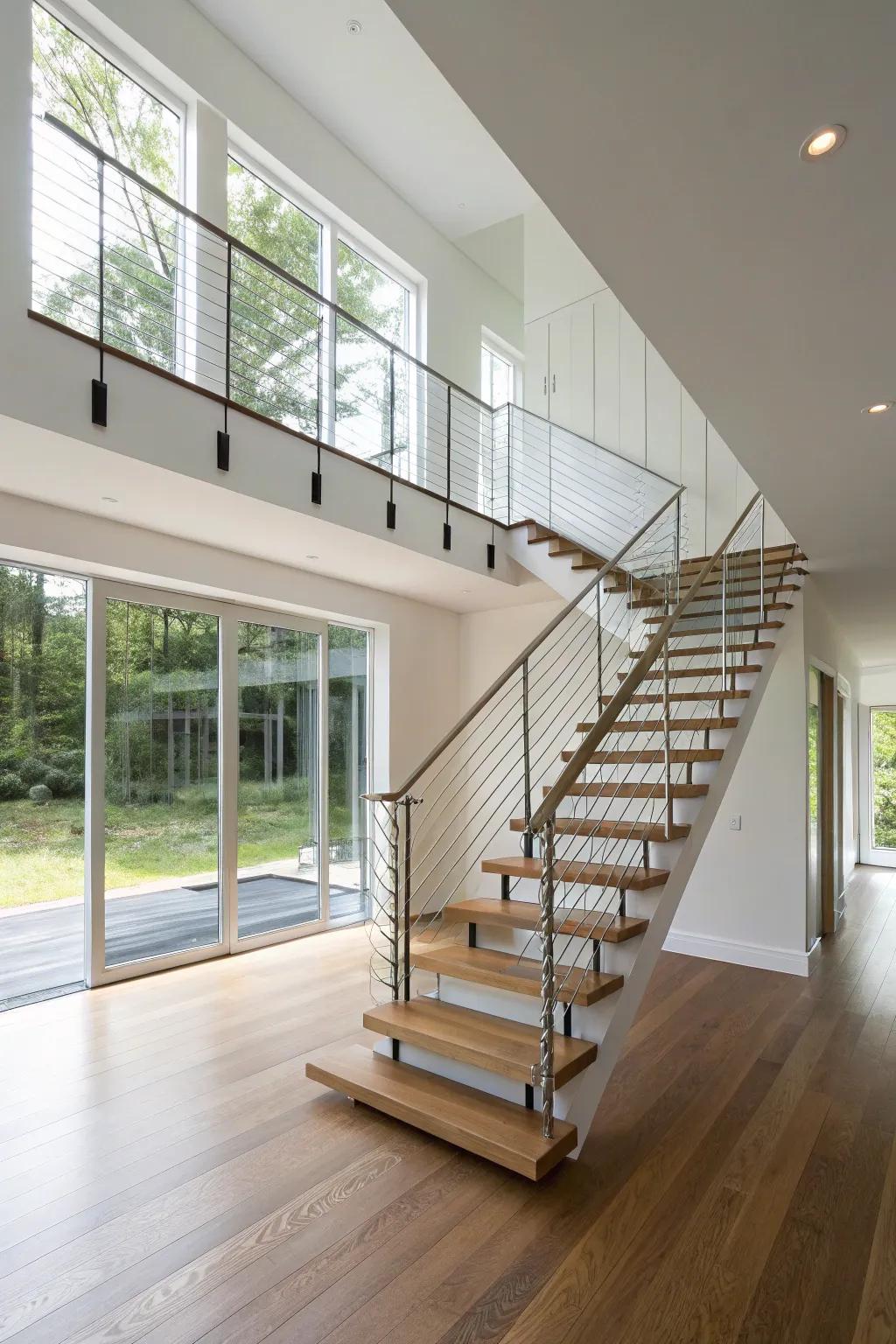 Welcome modern charm with a simple staircase.