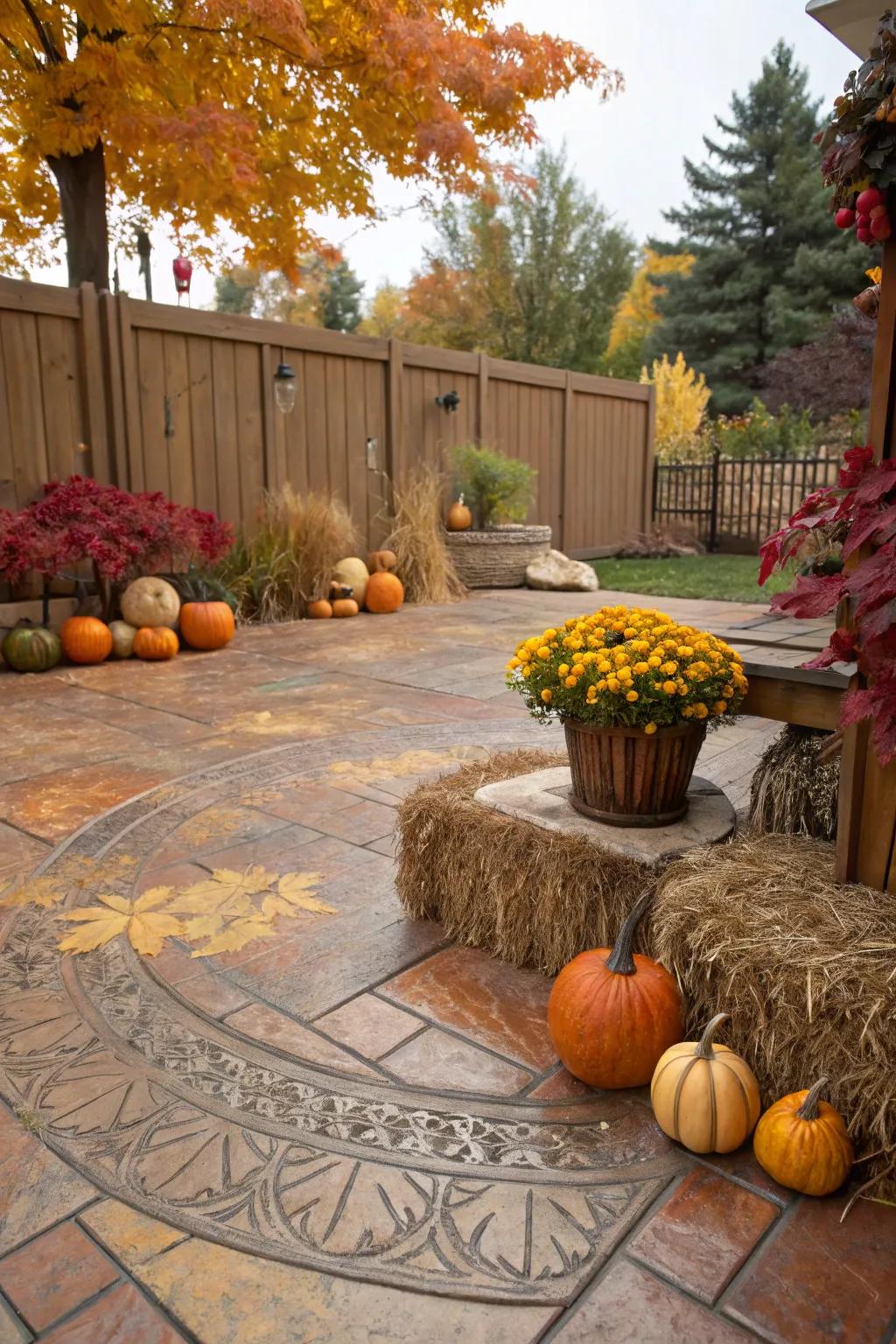 Seasonal shades maintain this patio's vibrancy and perpetual transformation.