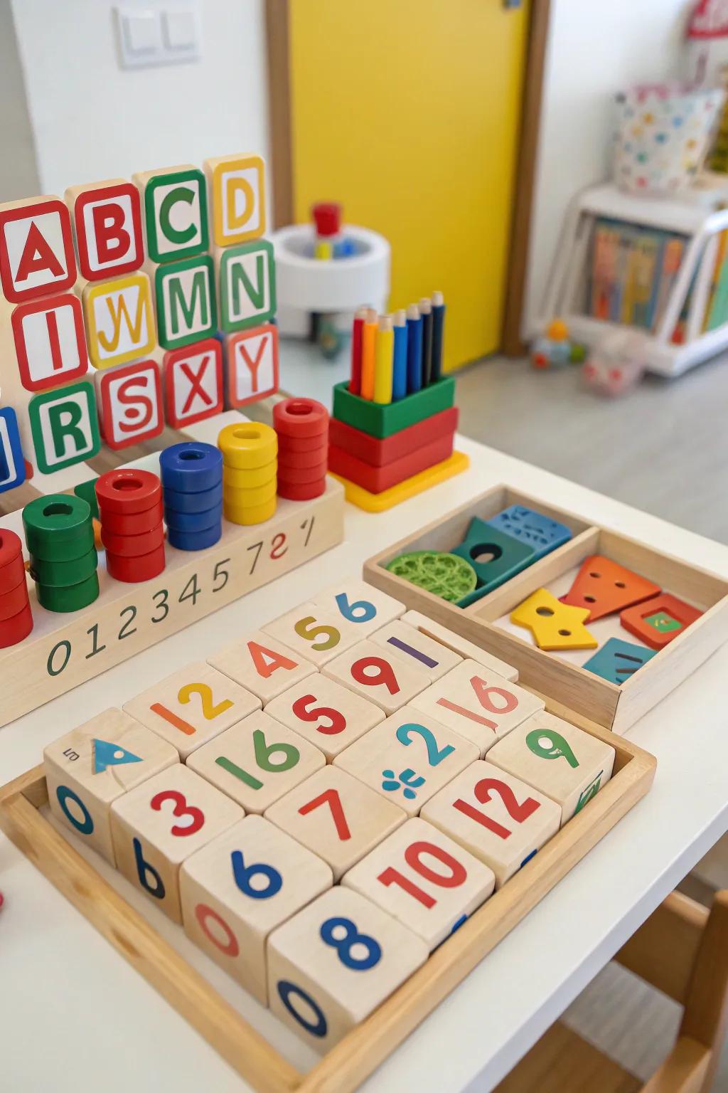 Learning languages through play with bilingual toys.