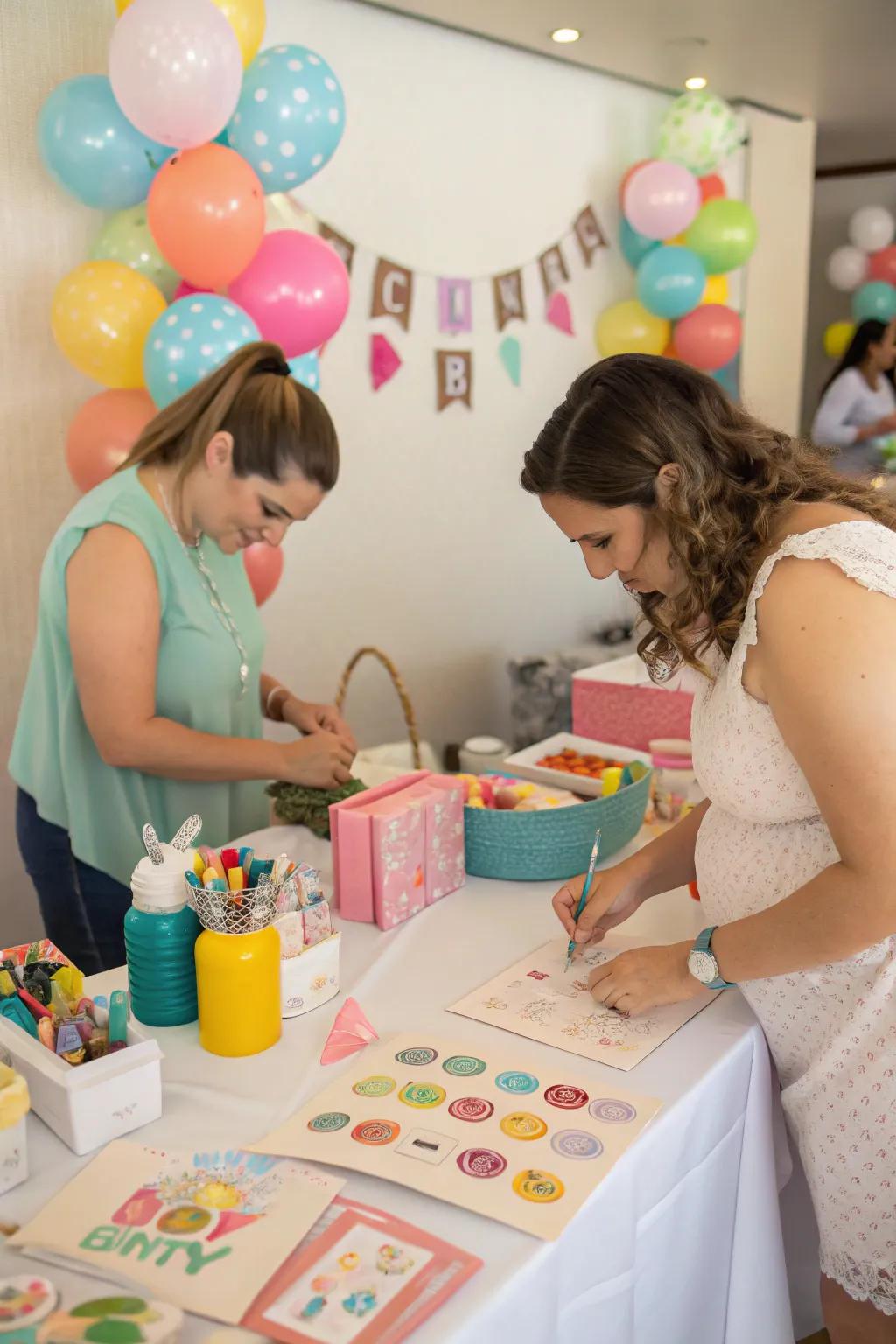 A fun DIY design corner for guests to make personalized creations.