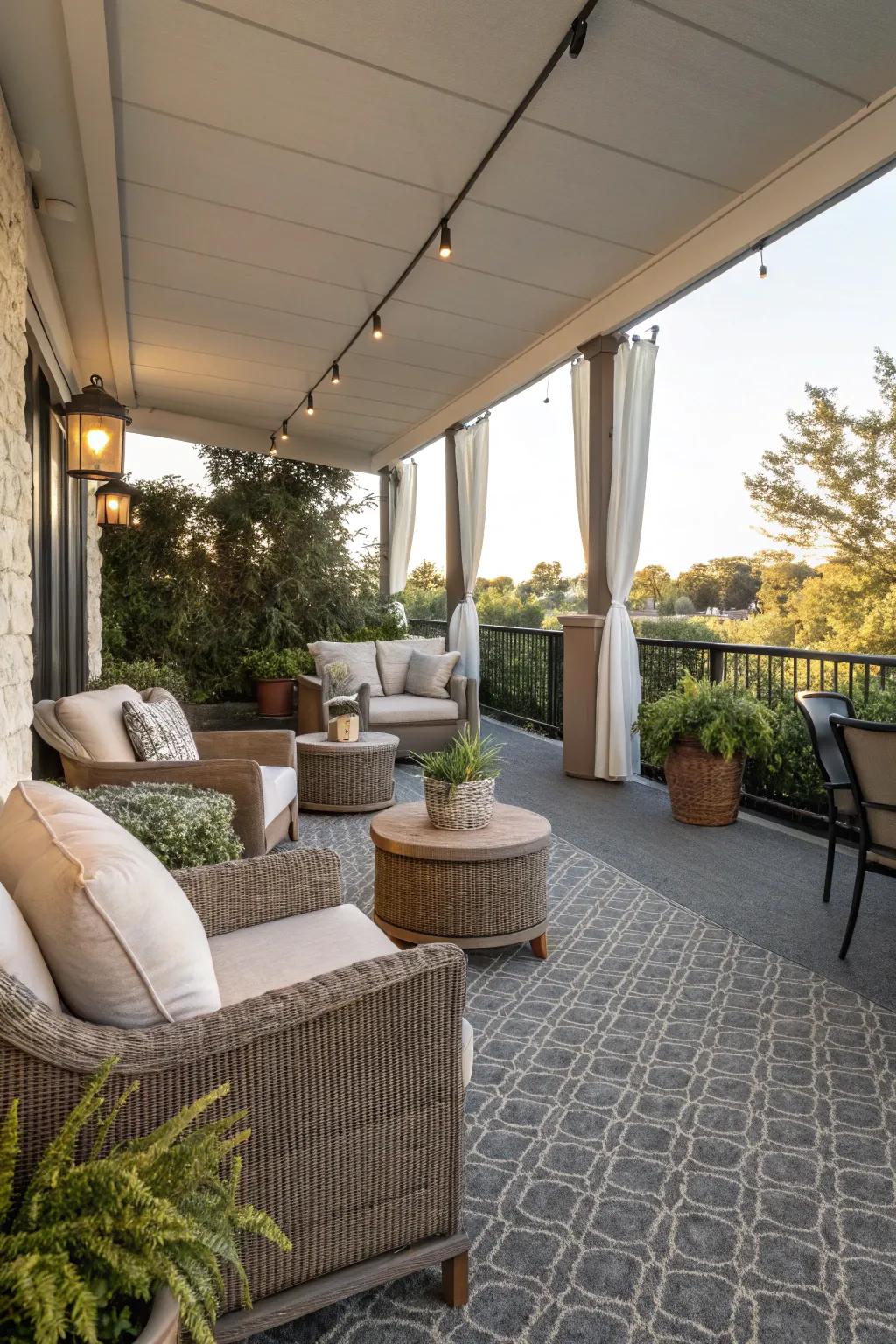 Outdoor carpets can seamlessly connect your indoor and outdoor spaces.