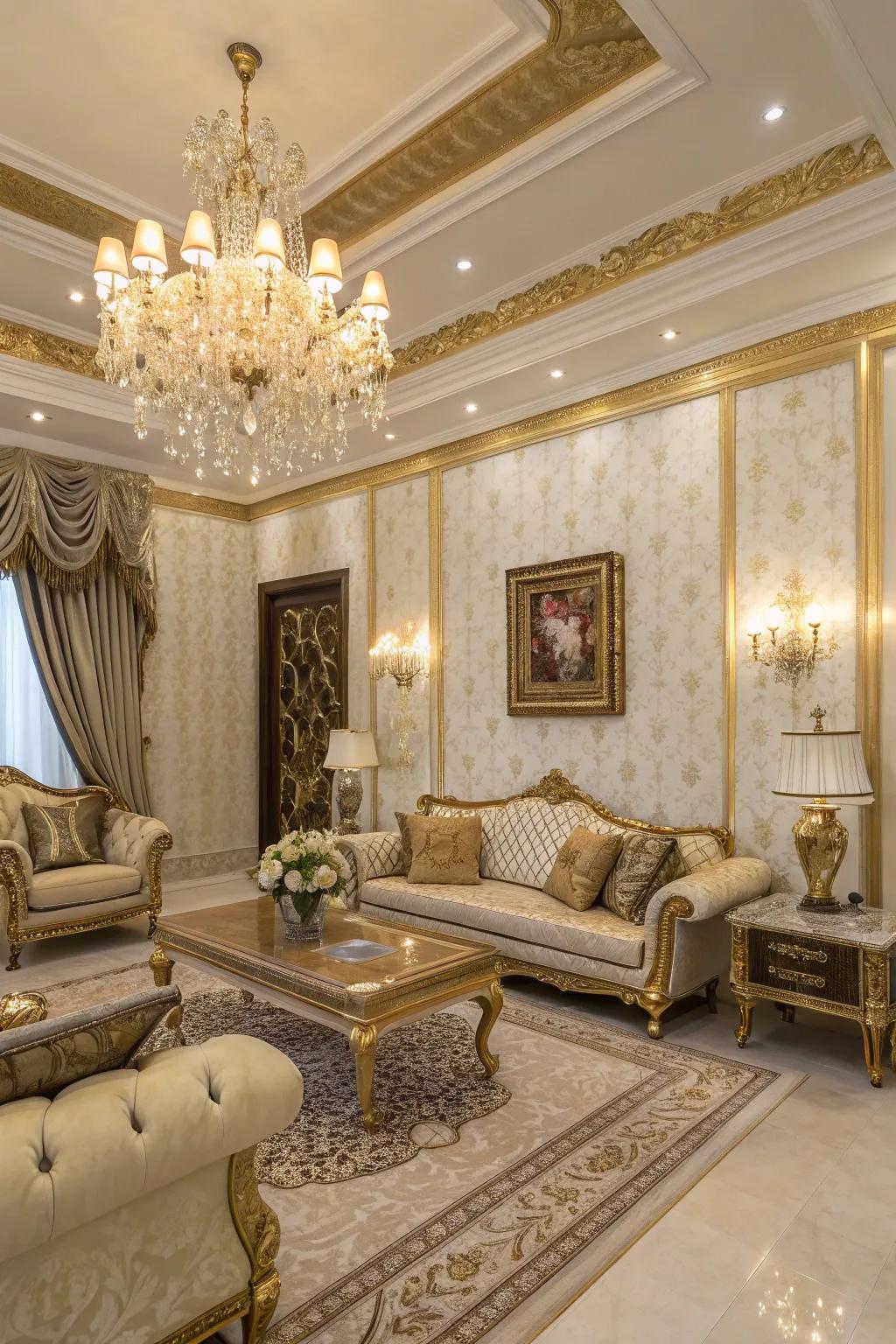 Infuse opulence with golden details that elevate your living space.