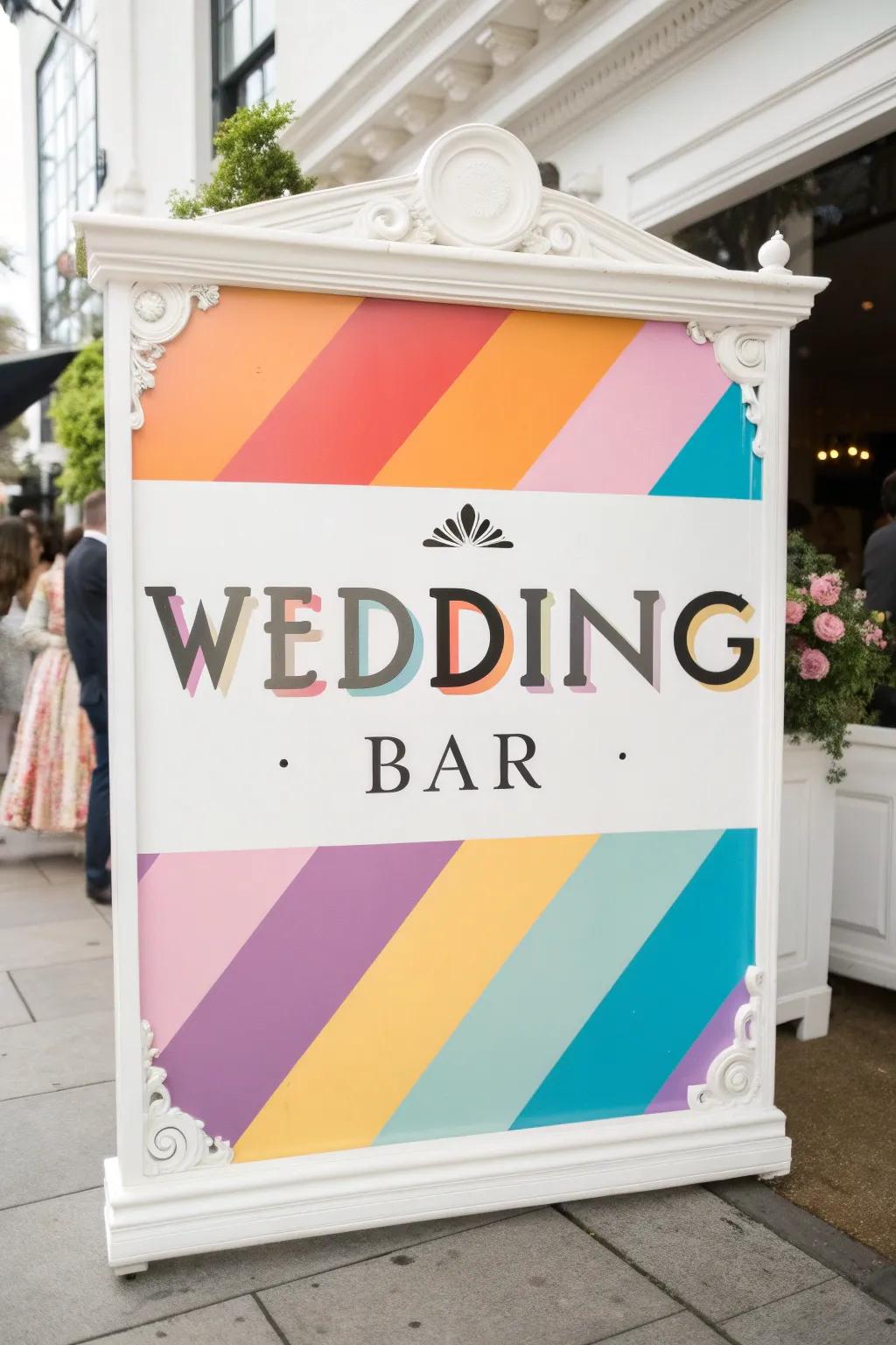 A monochrome bar sign shows vibrant colors.