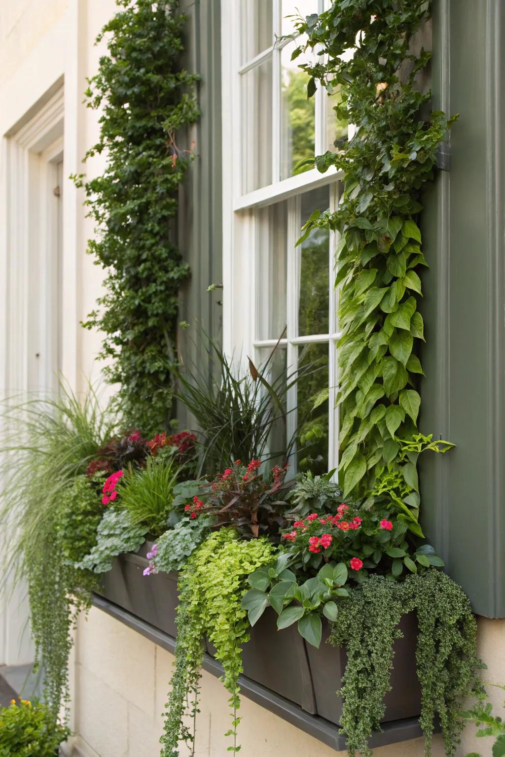 Vertical tiers engendering depth and dimension.