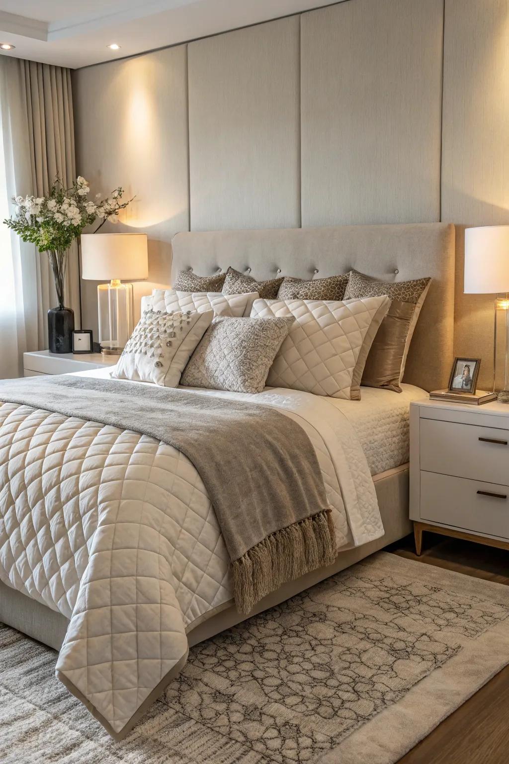 Modern bedding with layered textures enriches comfort and style