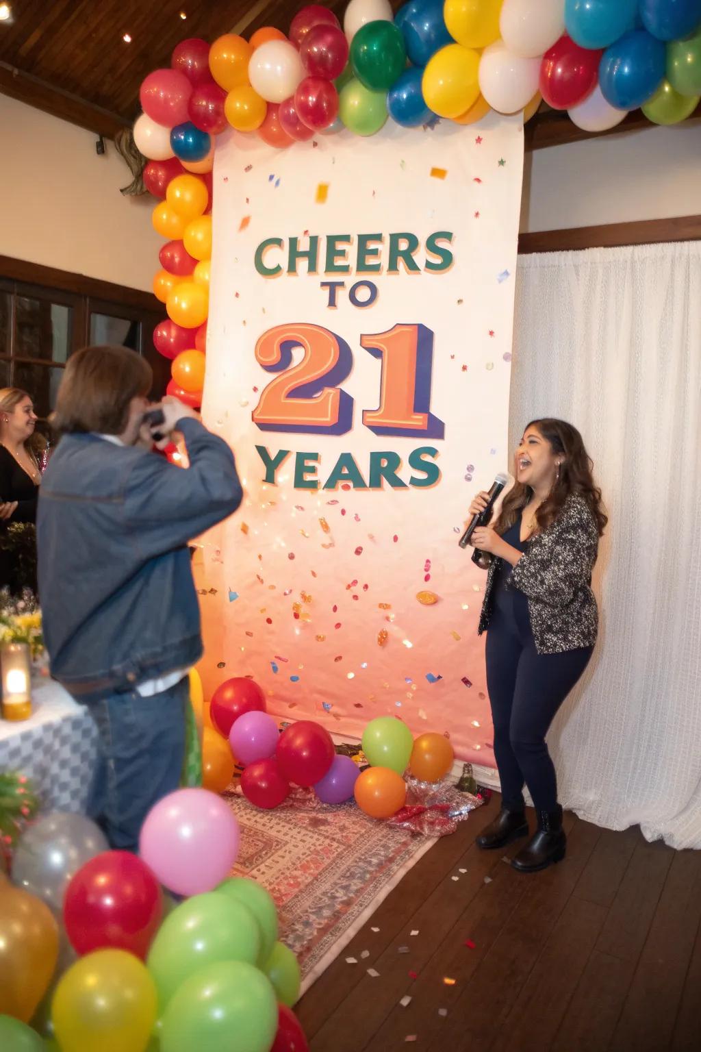 A personalized backdrop makes the birthday celebration truly special.