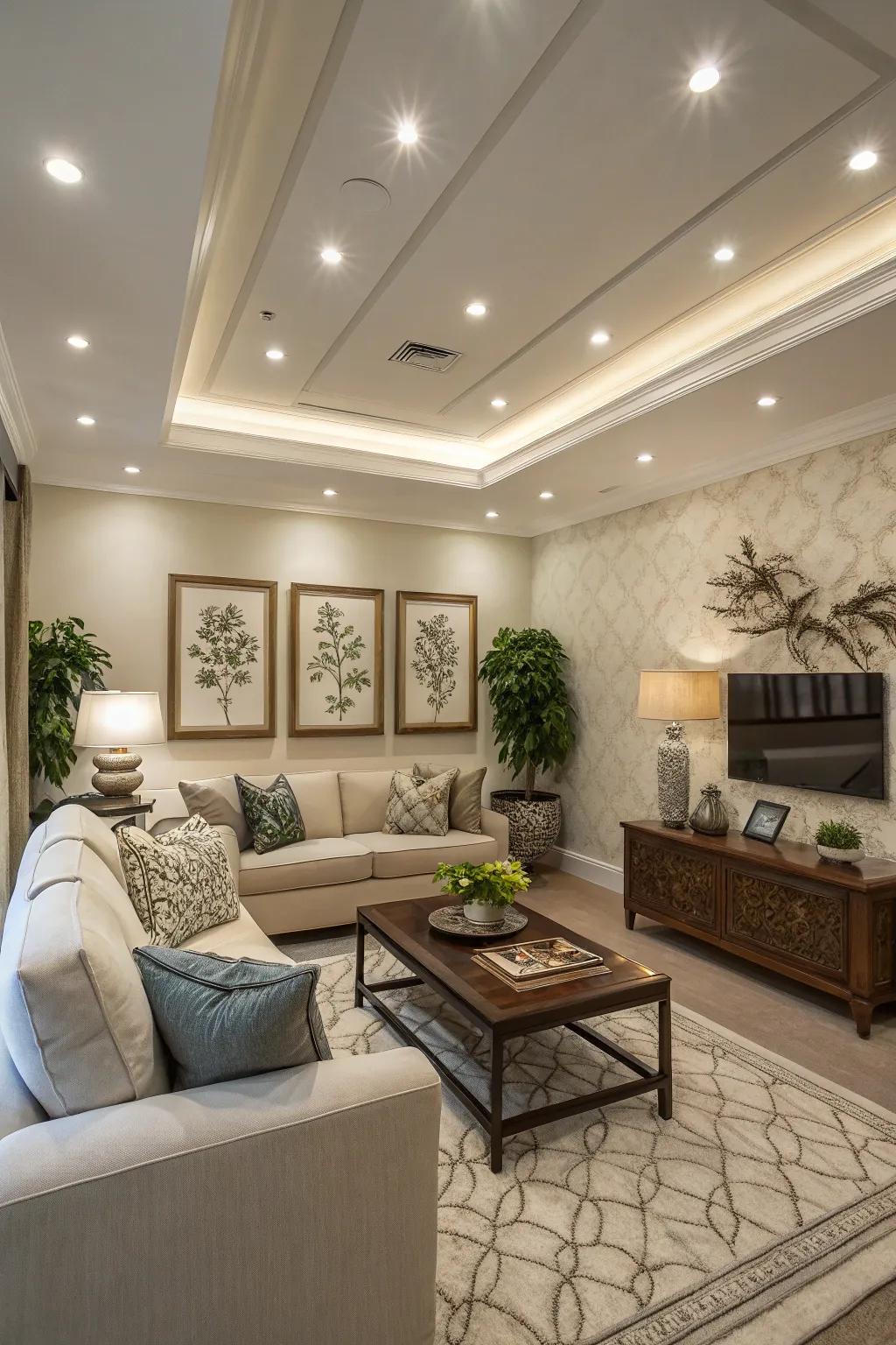 Flush lighting for a smooth appearance.