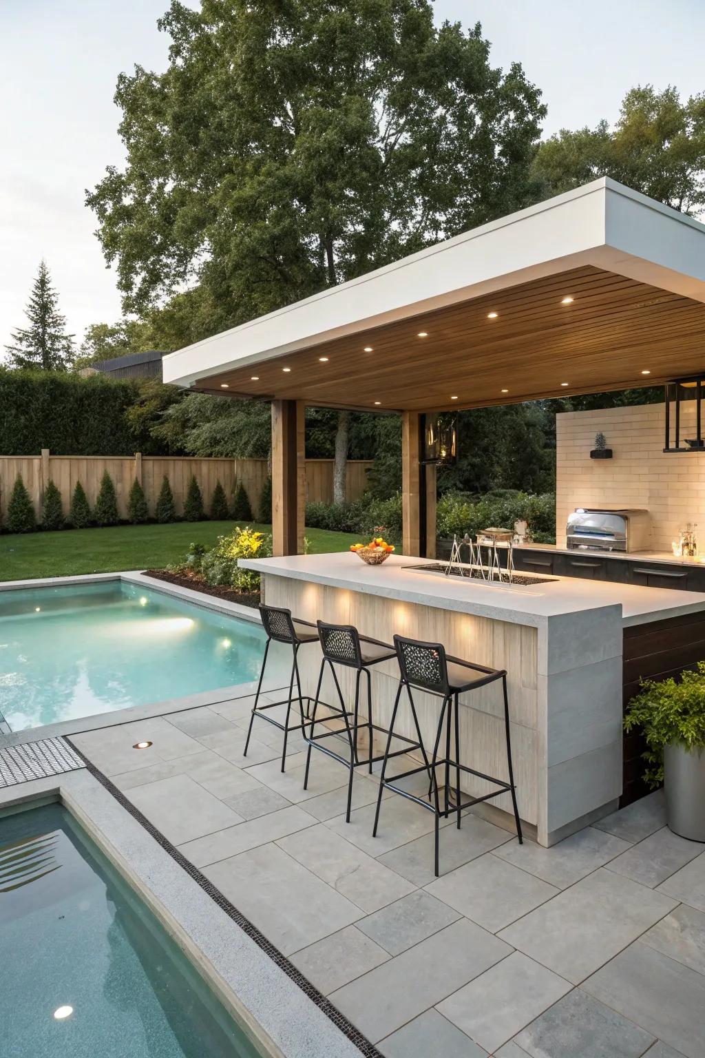 A seamless bar integrates flawlessly with your pool, providing a sleek appearance.