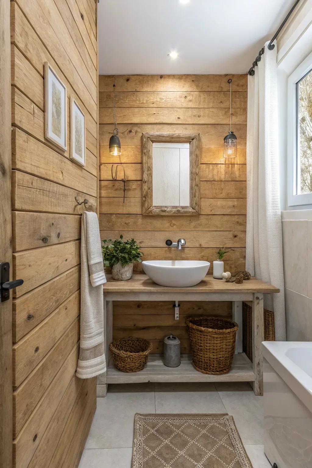 Natural wood panels add warmth and a touch of nature.