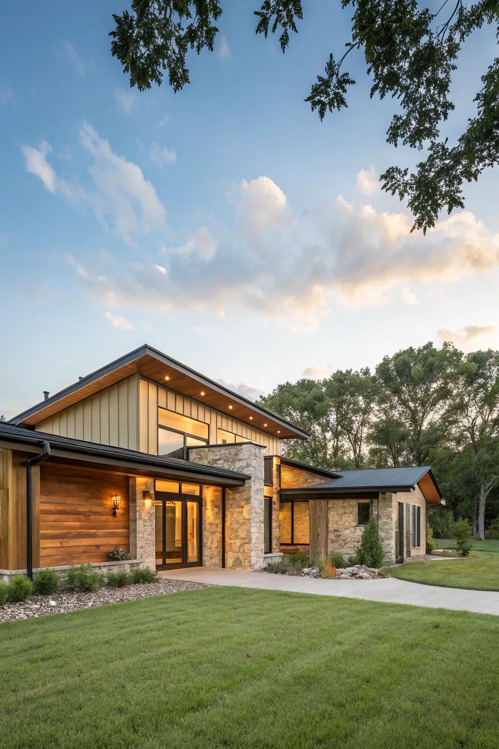 A modern twist on the traditional ranch facade