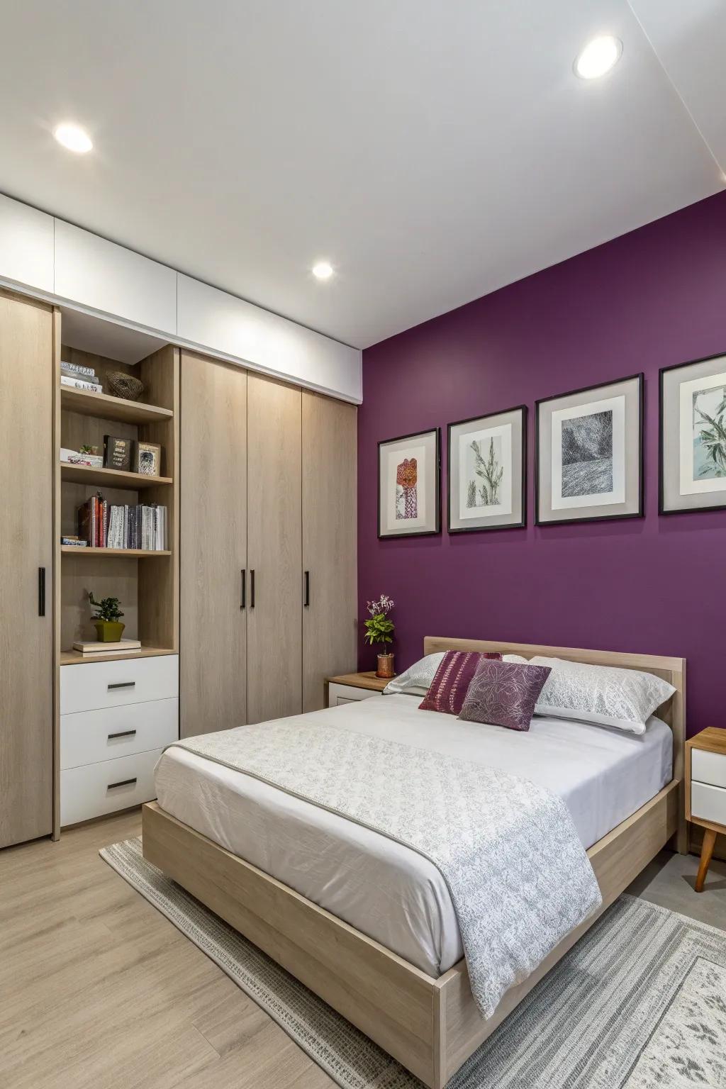 Make a statement with a purple accent wall.