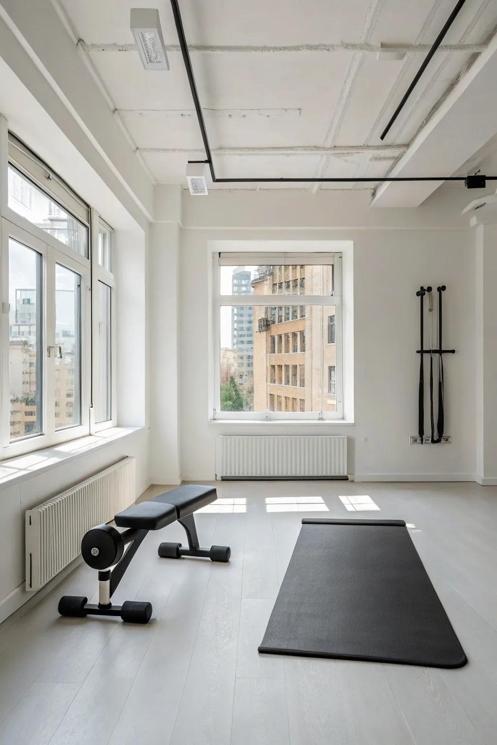 Keep things simple for a peaceful place to workout.