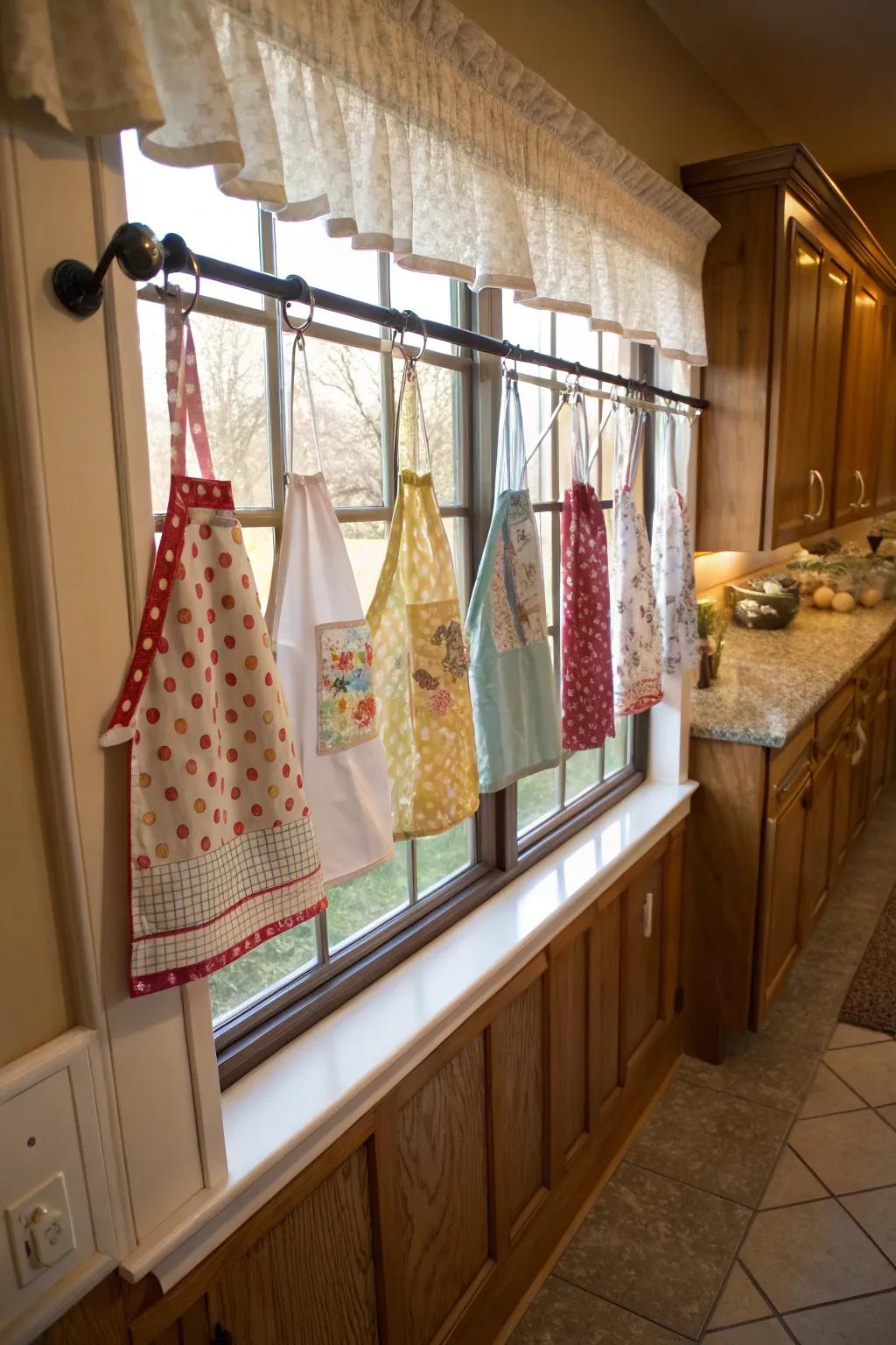 Add a playful element to your windows with apron valances.
