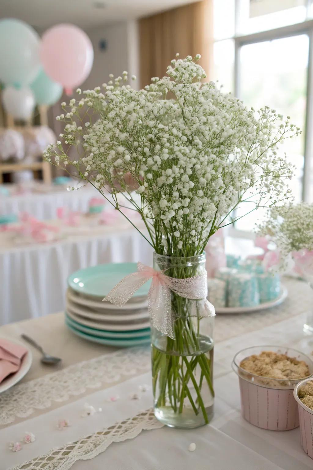 Sophisticated gypso centerpiece for an elegant touch