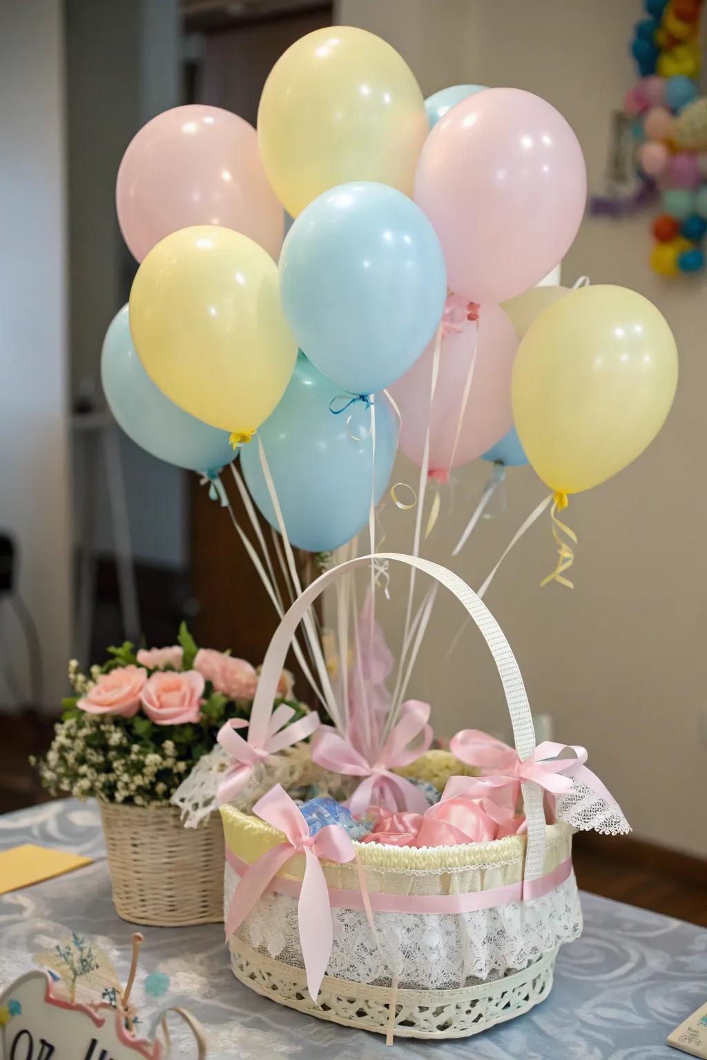 Soft-toned air balloons inject brightness and merry sensations.