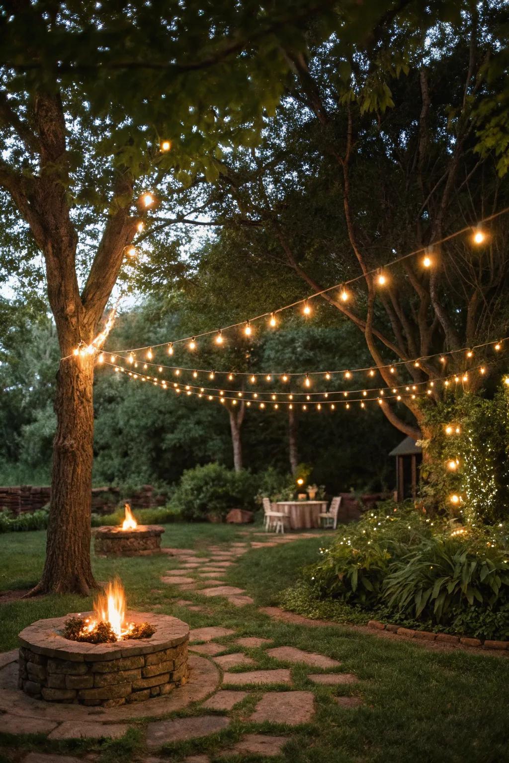 Filament lights infuse a hint of enchantment into any evening congregation.