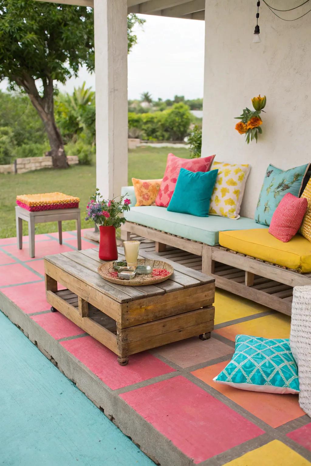 Paint can infuse vibrancy and individuality into your concrete patio.