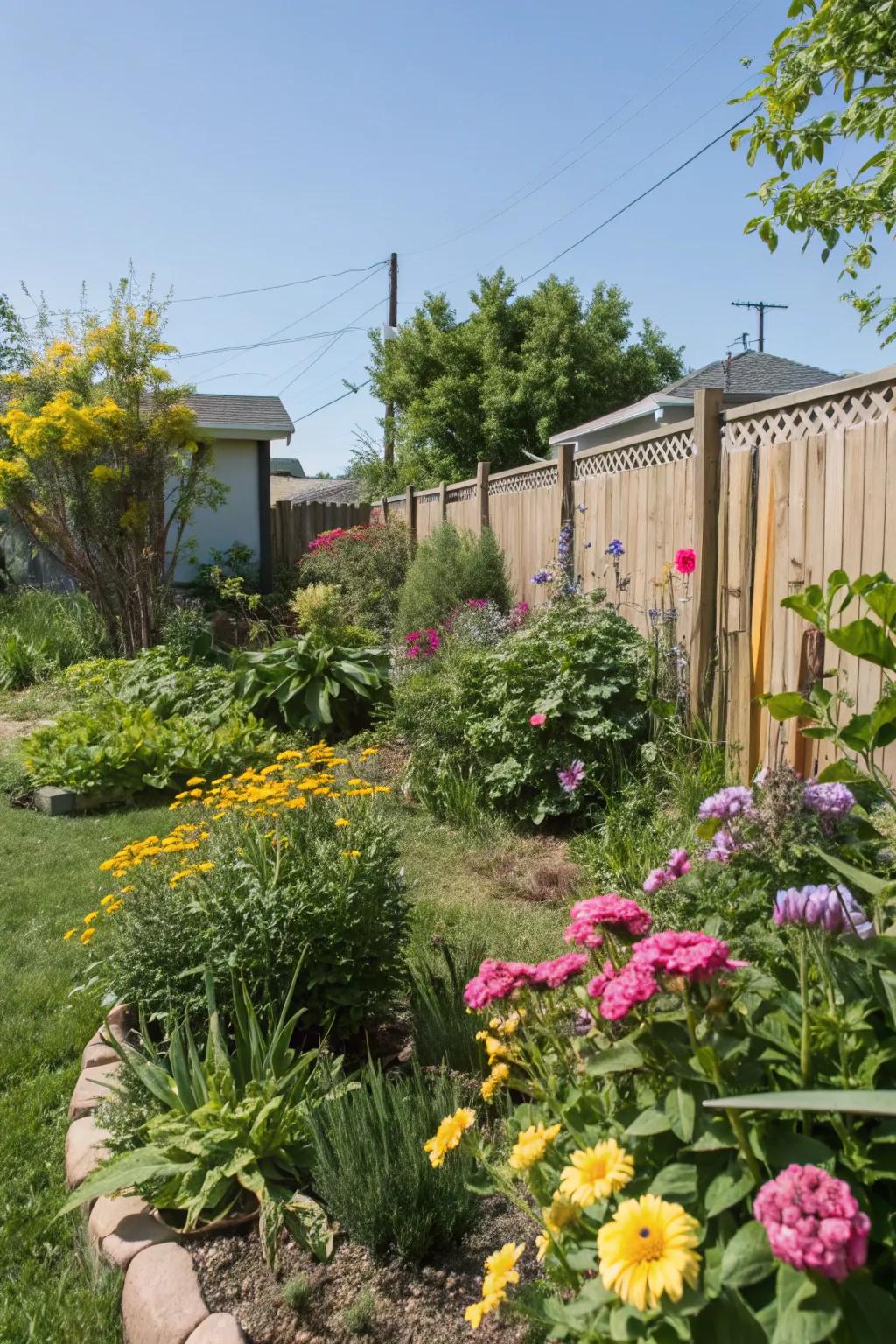 A vibrant garden brimming with local flora brings life to your backyard.