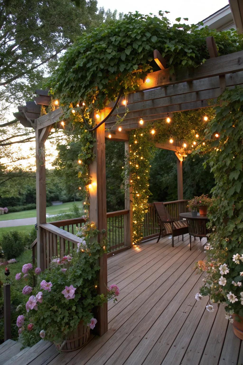 A trellis provides shade and a dash of sophistication.